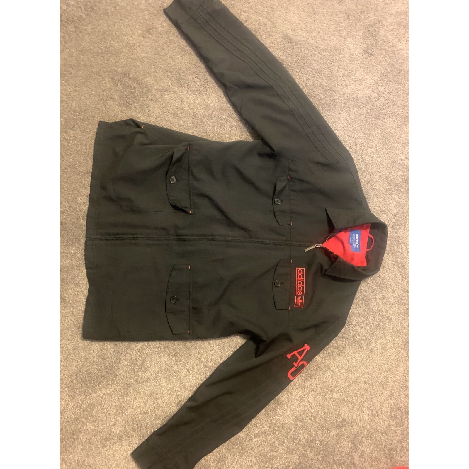 Adidas Adidas Originals AO Zip Up Workwear Jacket Black Red L Mens Size US L / EU 52-54 / 3 - 2 Thumbnail