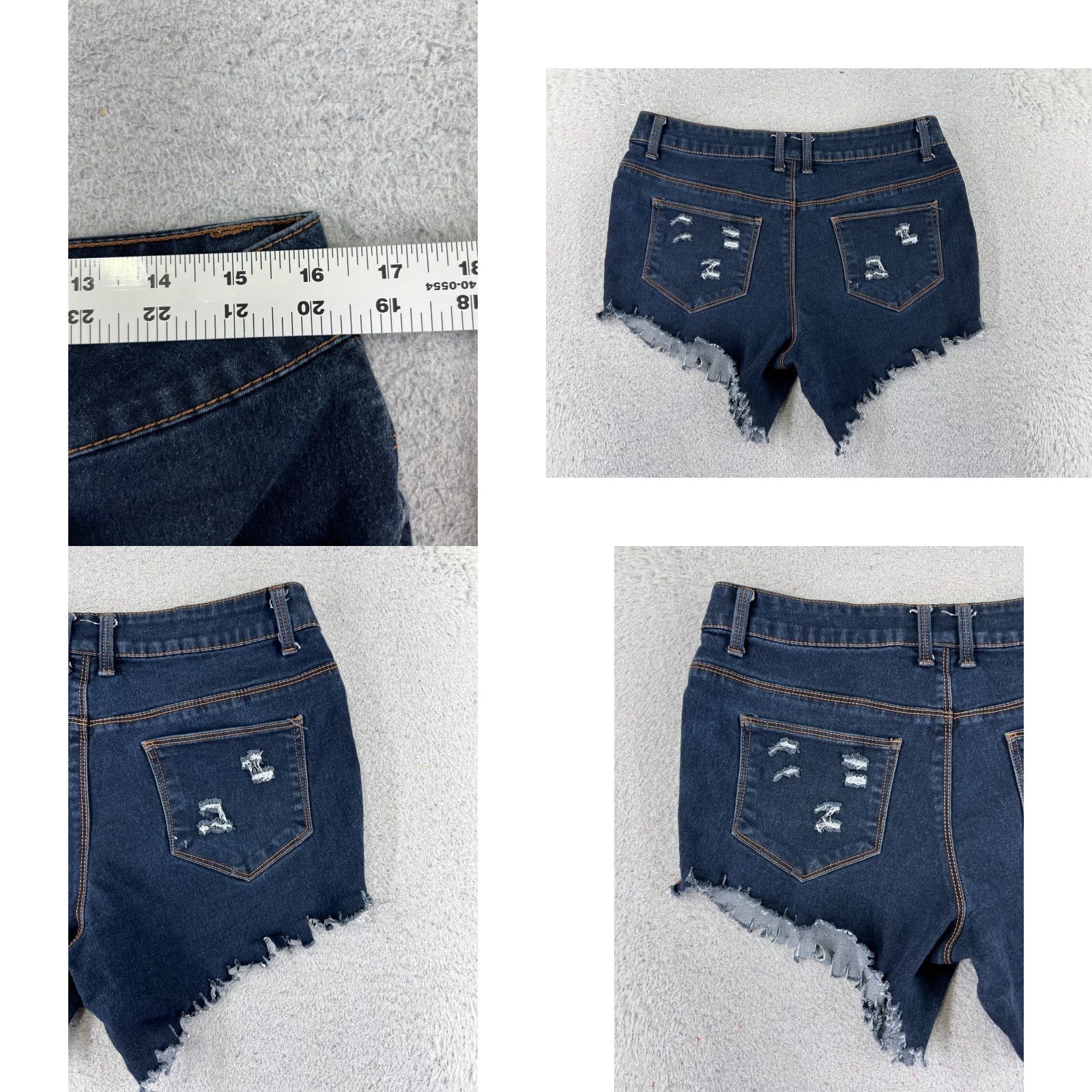 Denime FABRIZIO GIANNI Shorts Womens 31 Blue Denim Distressed Cut-Off Mid 31x5 Jeans 5 in Inseam Vintage No Casual Cotton Blend Zip Pockets Size 24" / US 00 / IT 34 - 9 Thumbnail