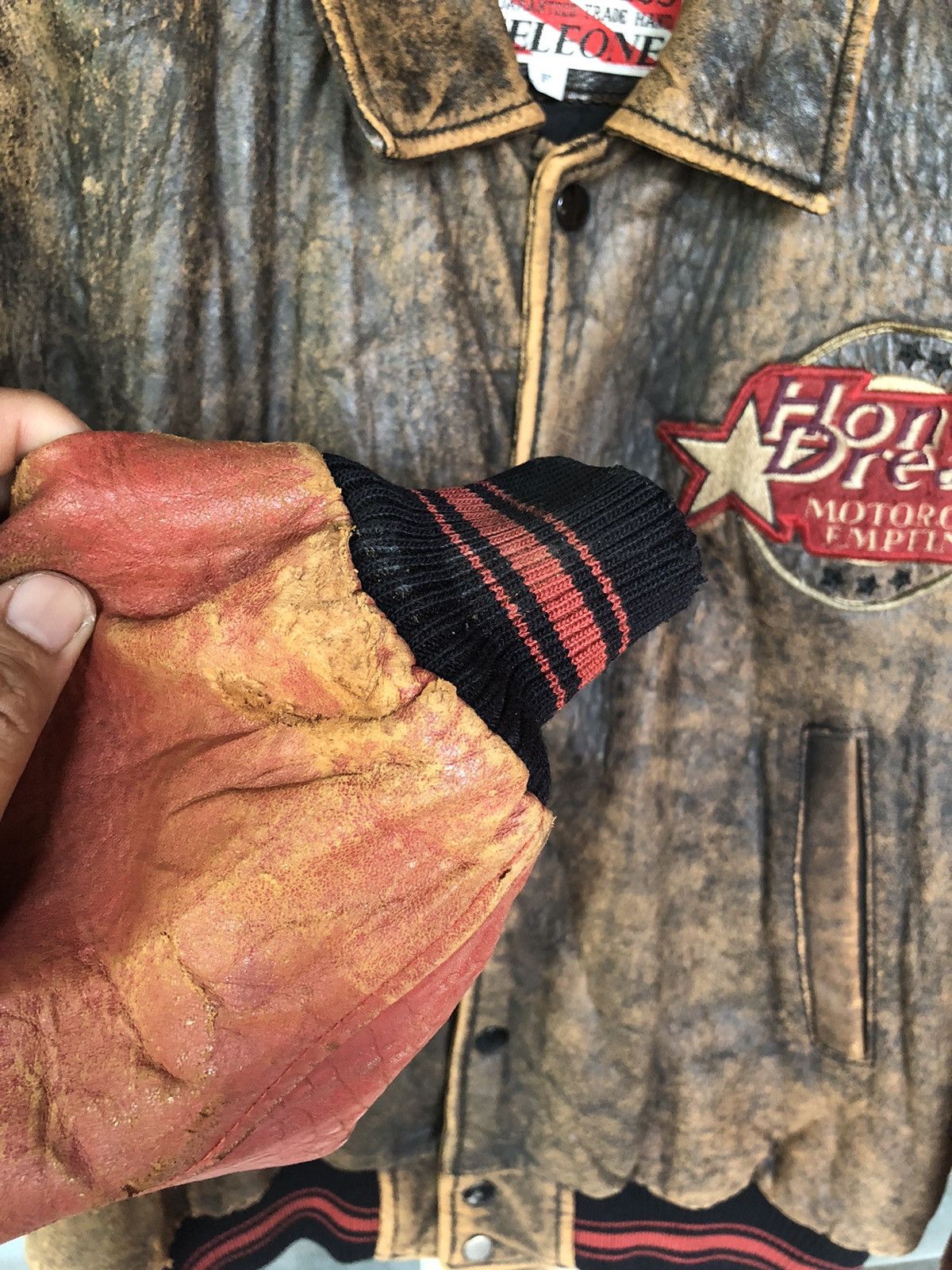 Leather Vintage Honey’s Dream Motorcycles Leather Distressed Jacket Size US L / EU 52-54 / 3 - 3 Thumbnail