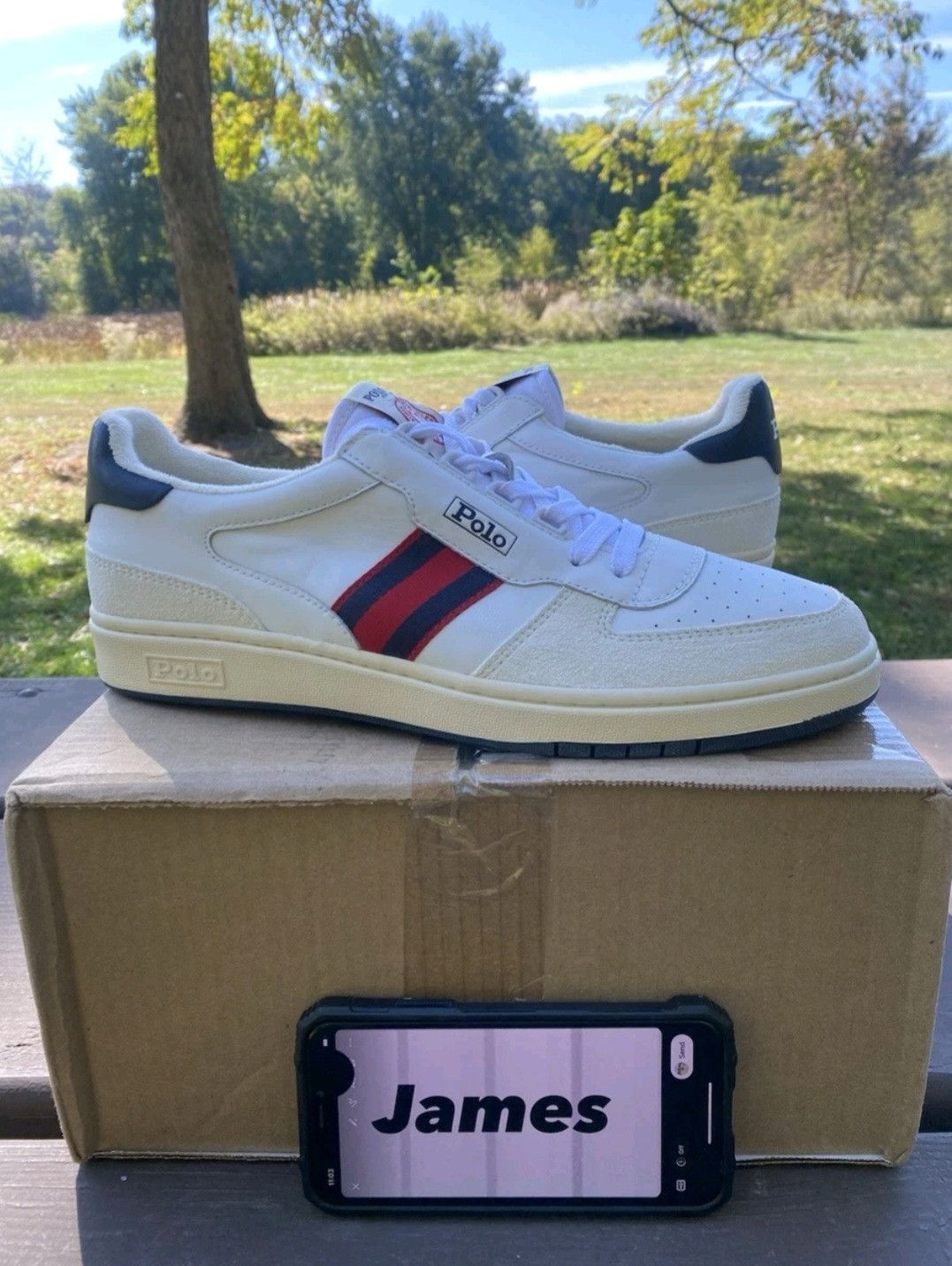 Ralph Lauren Ralph Lauren Polo Court Sneakers White Navy Red Retro 003 Size US 11.5 / EU 44-45 - 1 Thumbnail