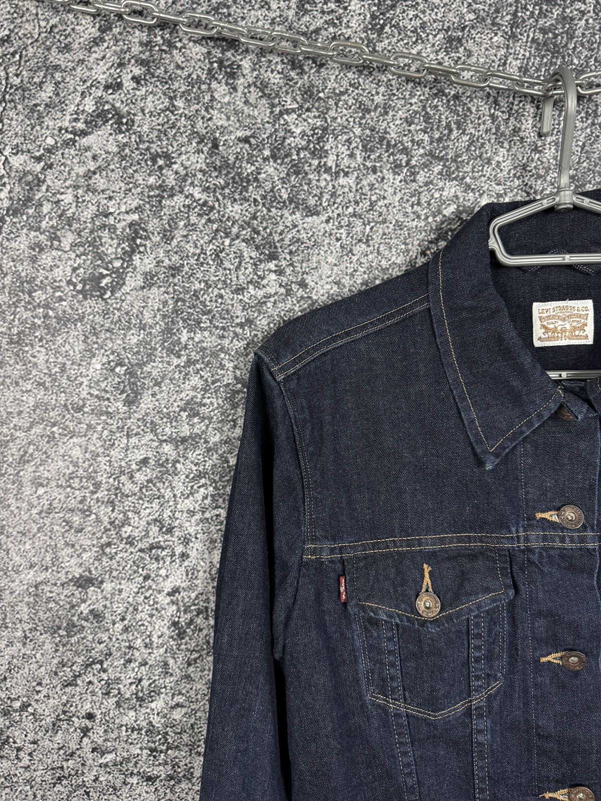 Levi's Levis Vintage Denim Trucker Jacket Classic Navy Blue Sz L Size L / US 10 / IT 46 - 3 Thumbnail