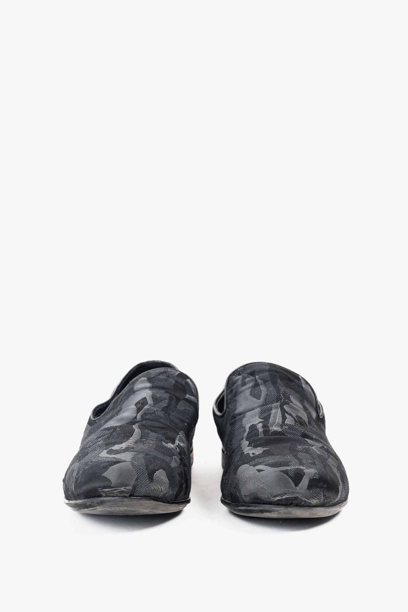 Jimmy Choo Jimmy Choo Sloane Black Camouflage Textile Loafers Size US 12.5 / EU 45-46 - 2 Thumbnail