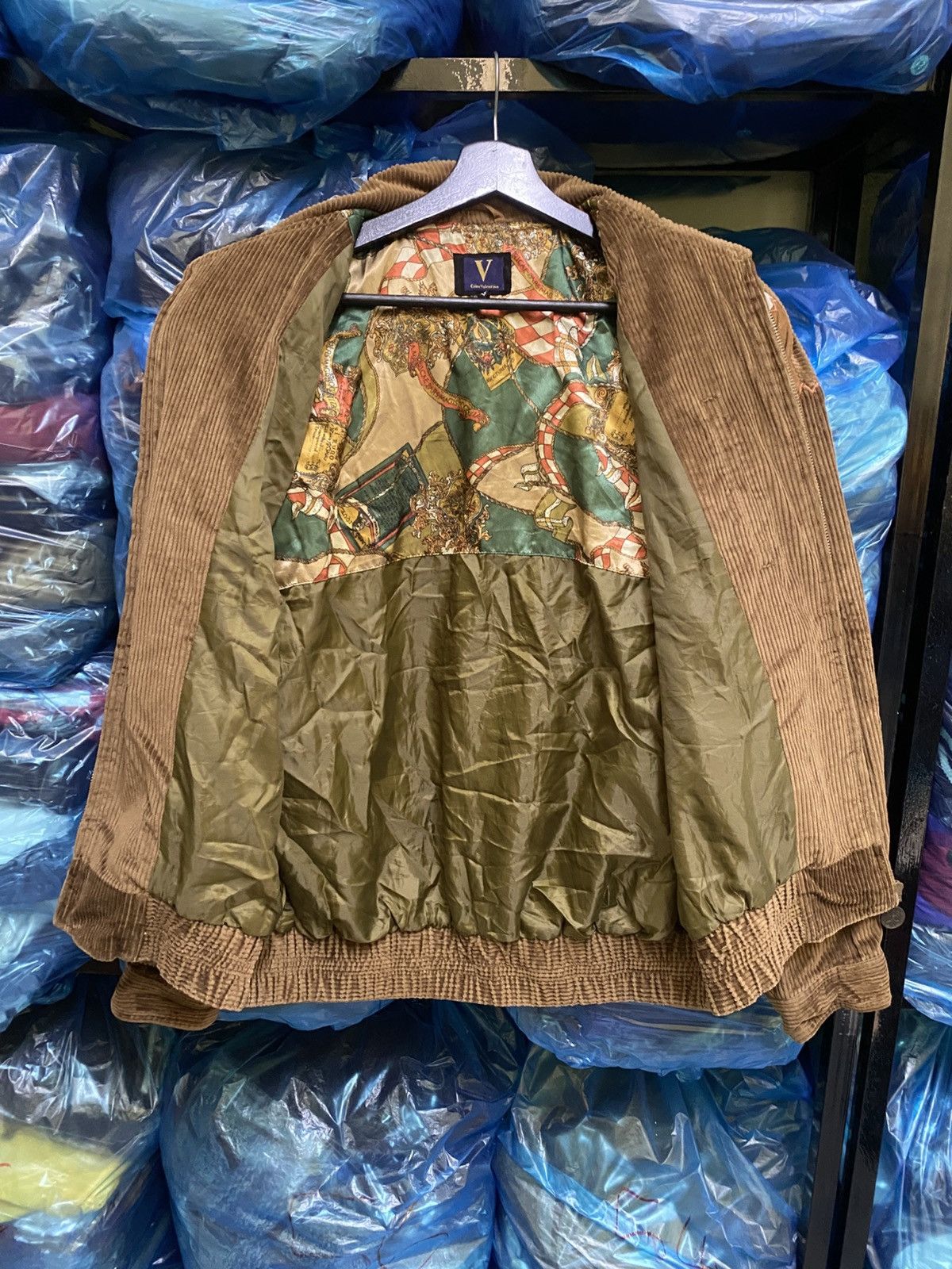 Vintage Carlo Valentino Corduroy Jacket Brown Embroidered