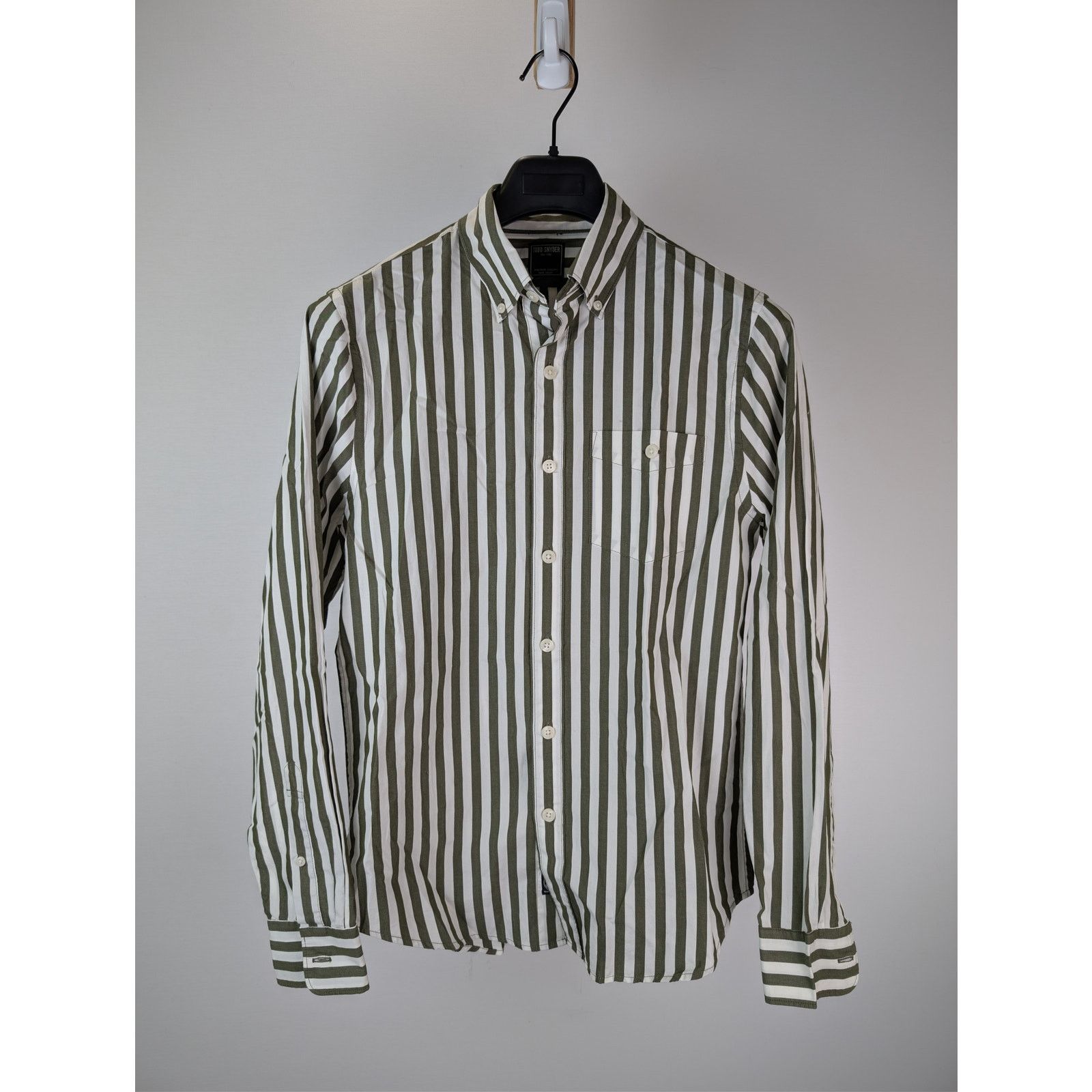 Todd Snyder o1rshd1 CC20 Striped Cotton Long-Sleeved Shirt Olive Green Size US S / EU 44-46 / 1 - 6 Thumbnail