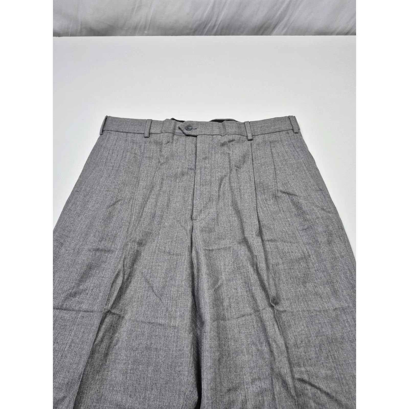 Vintage VTG John Alexander Dress Pants Mens 38x36 Gray Wool Pleated Classic Fit Unhemmed Size US 38 / EU 54 - 2 Thumbnail
