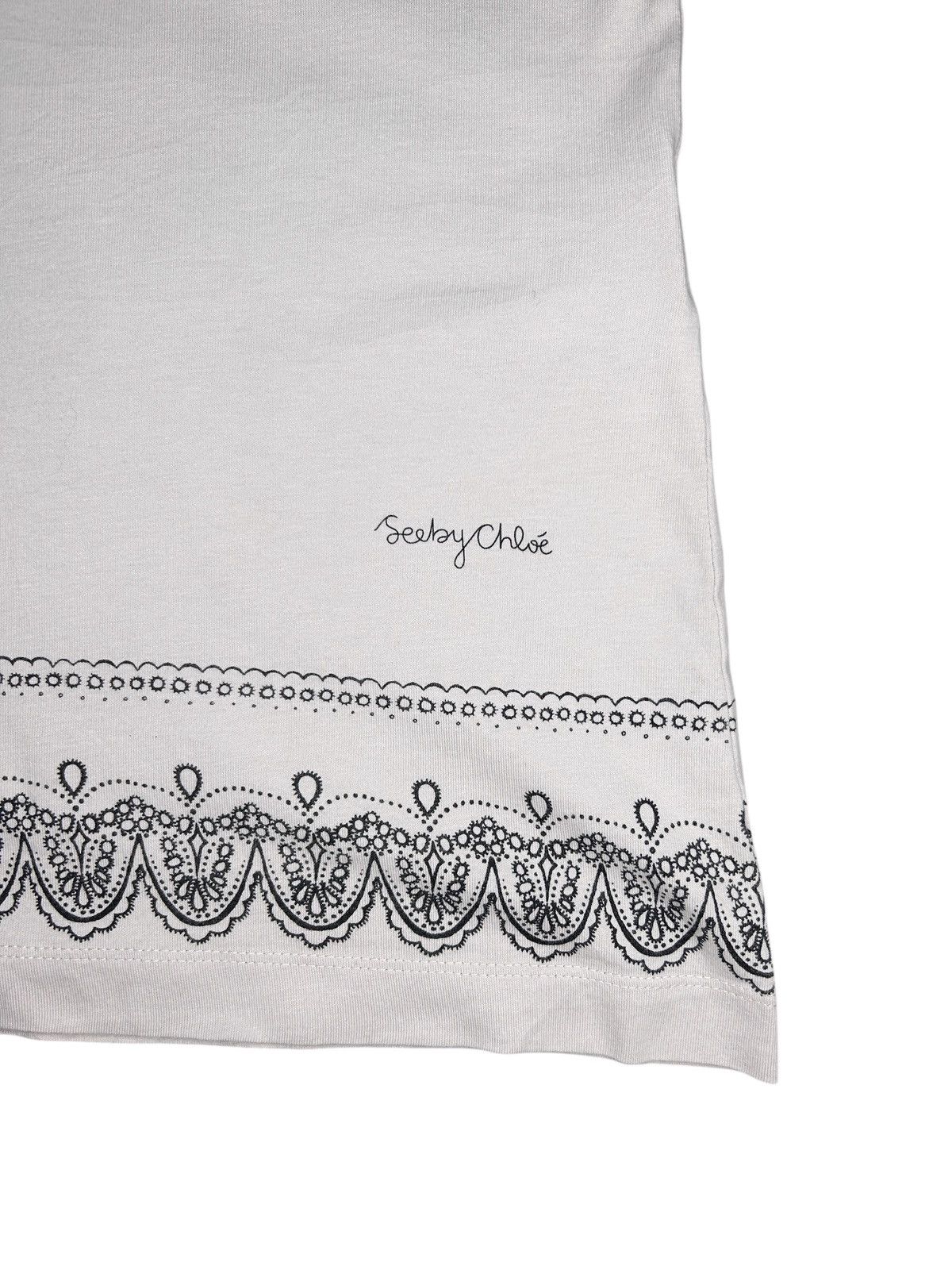 Chloe 00s Lace Print T-Shirt Size XS / US 0-2 / IT 36-38 - 6 Thumbnail