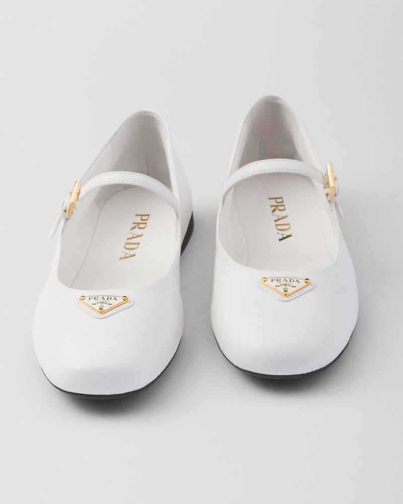 Prada o1B3y1r0526 Nappa Leather Ballerinas in White Size US 6 / IT 36 - 5 Thumbnail