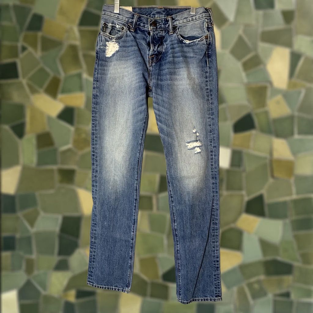 Abercrombie & Fitch VINTAGE Abercrombie & Fitch Jeans Slim Straight 30x36 Distressed Button Fly Blue Mens Regular 5-Pocket Grunge Style Retro College USA Size US 30 / EU 46 - 1 Thumbnail