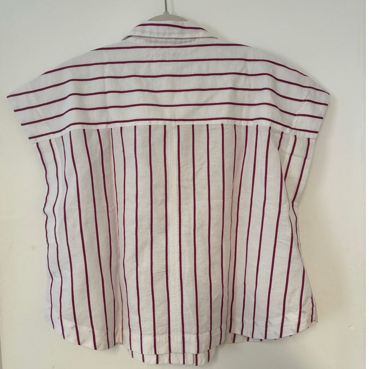 Madewell NWT Madewell Collar Shirt in Linen-Cotton Dark Rose Stripe L Size L / US 10 / IT 46 - 7 Thumbnail