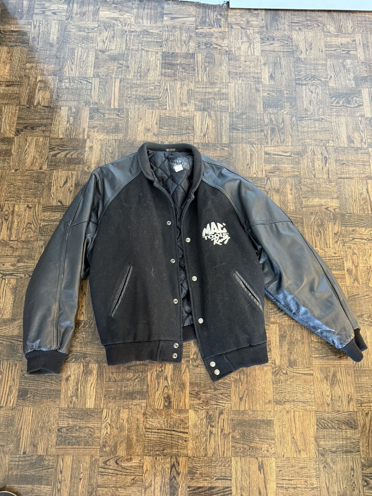 Vintage Mac Tools Racing Wool Leather Bomber Jacket Size US M / EU 48-50 / 2 - 2 Thumbnail