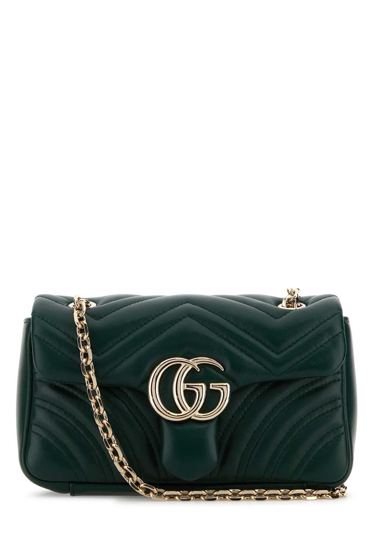 Gucci Dark Green Nappa Leather Small Gg Marmont Shoulder Bag Size ONE SIZE - 1 Thumbnail