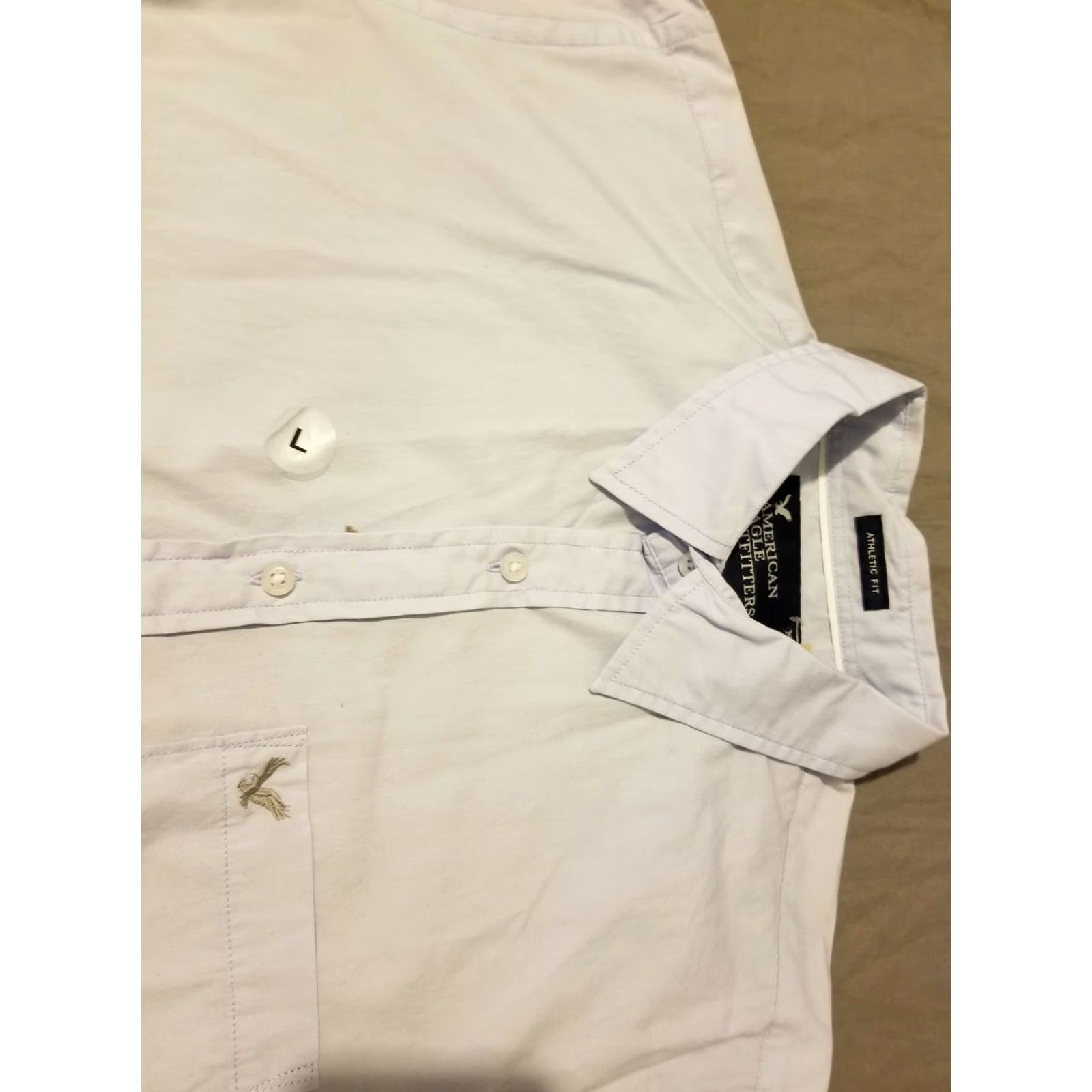 American Eagle Outfitters VINTAGE? (No) - American Eagle Outfitters Shirt - Mens - Dress Shirt - LT Gray - Button-Up - Long Sleeve - Cotton - Big & Tall Size 42R - 3 Thumbnail