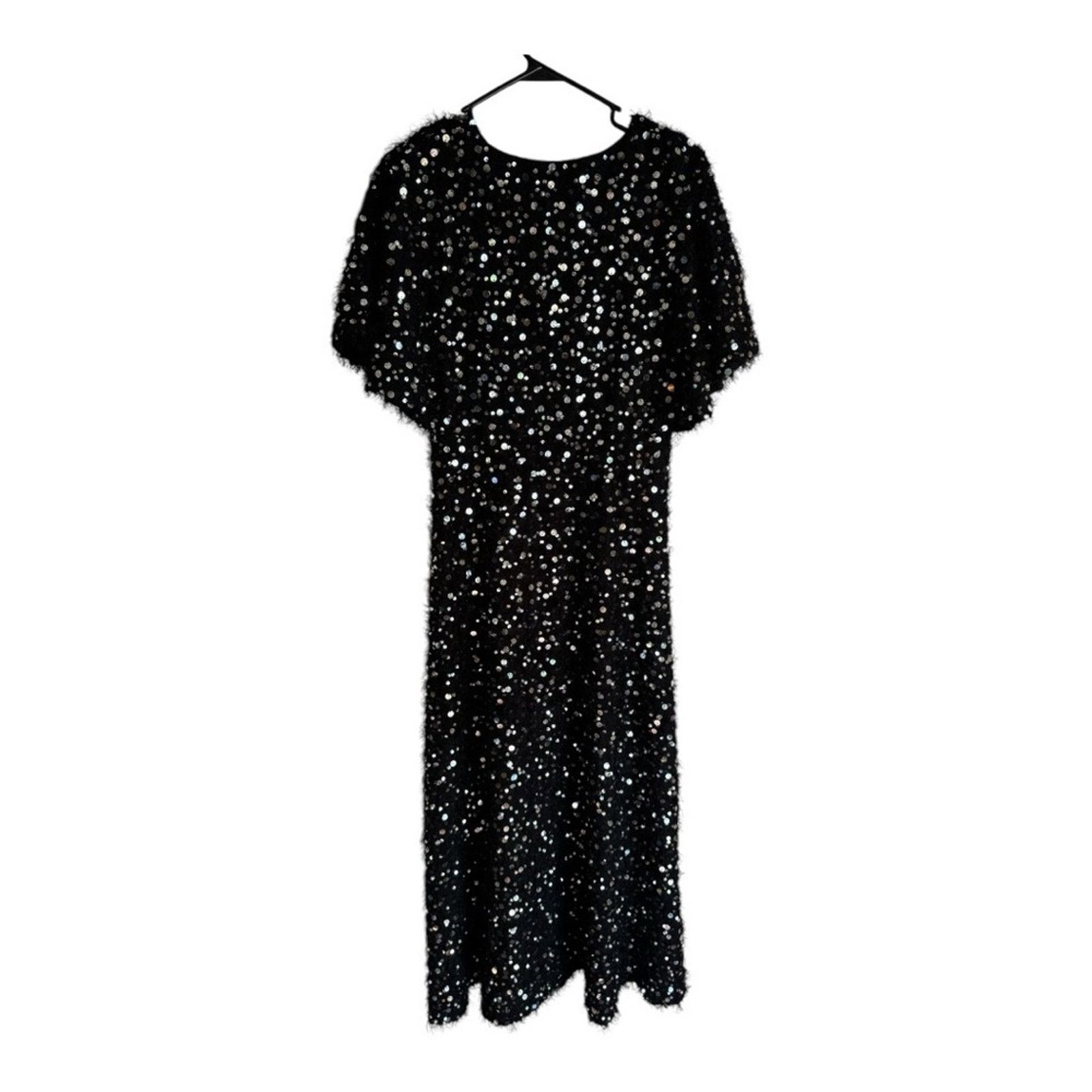 Zara Limited Edition Black Sequin Midi Dress