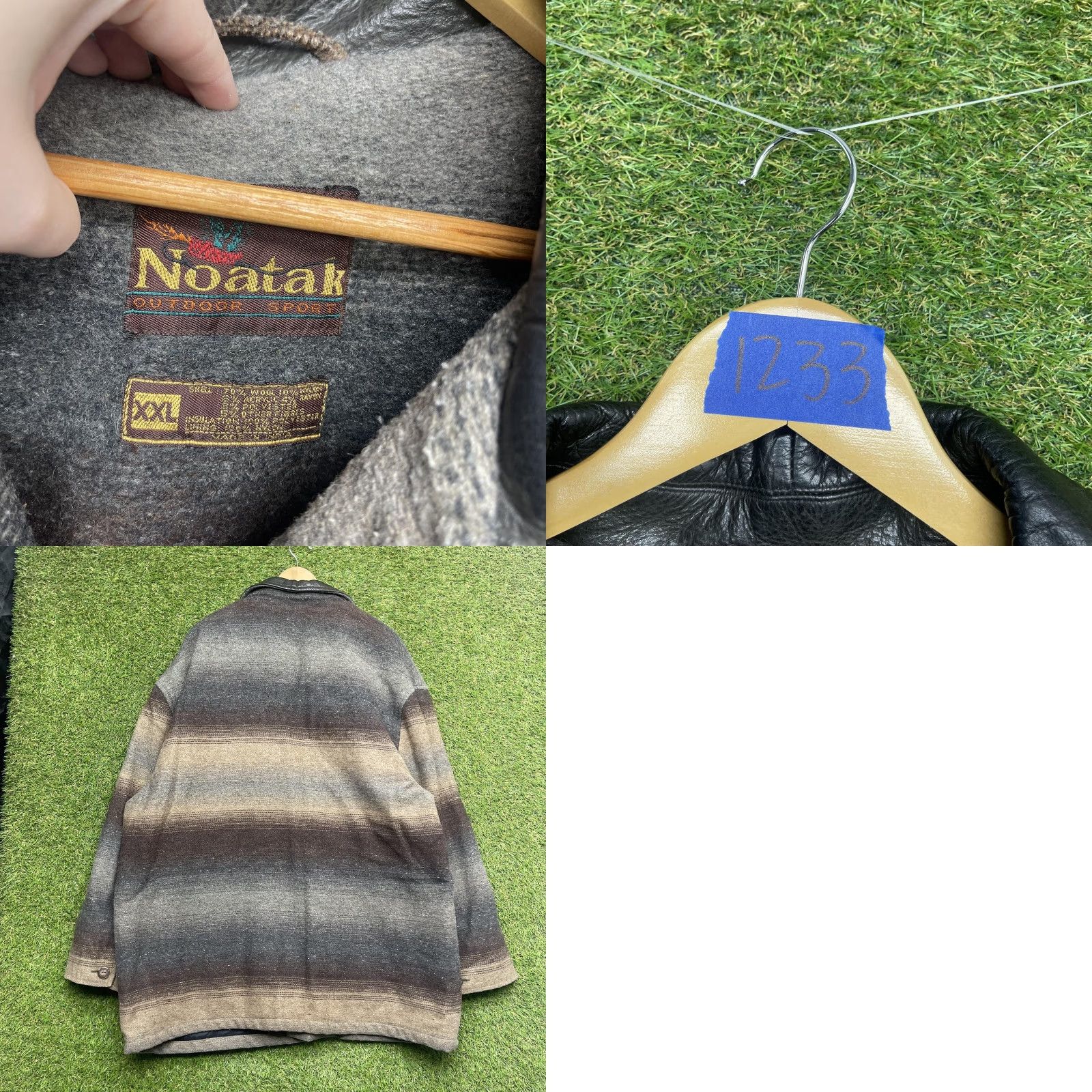 Vintage VINTAGE Noatak Coat Mens 2XL Gray Wool Overcoat Striped Leather Collar Pockets Weatherproof Outdoor Casual Workwear Size US XXL / EU 58 / 5 - 8 Thumbnail
