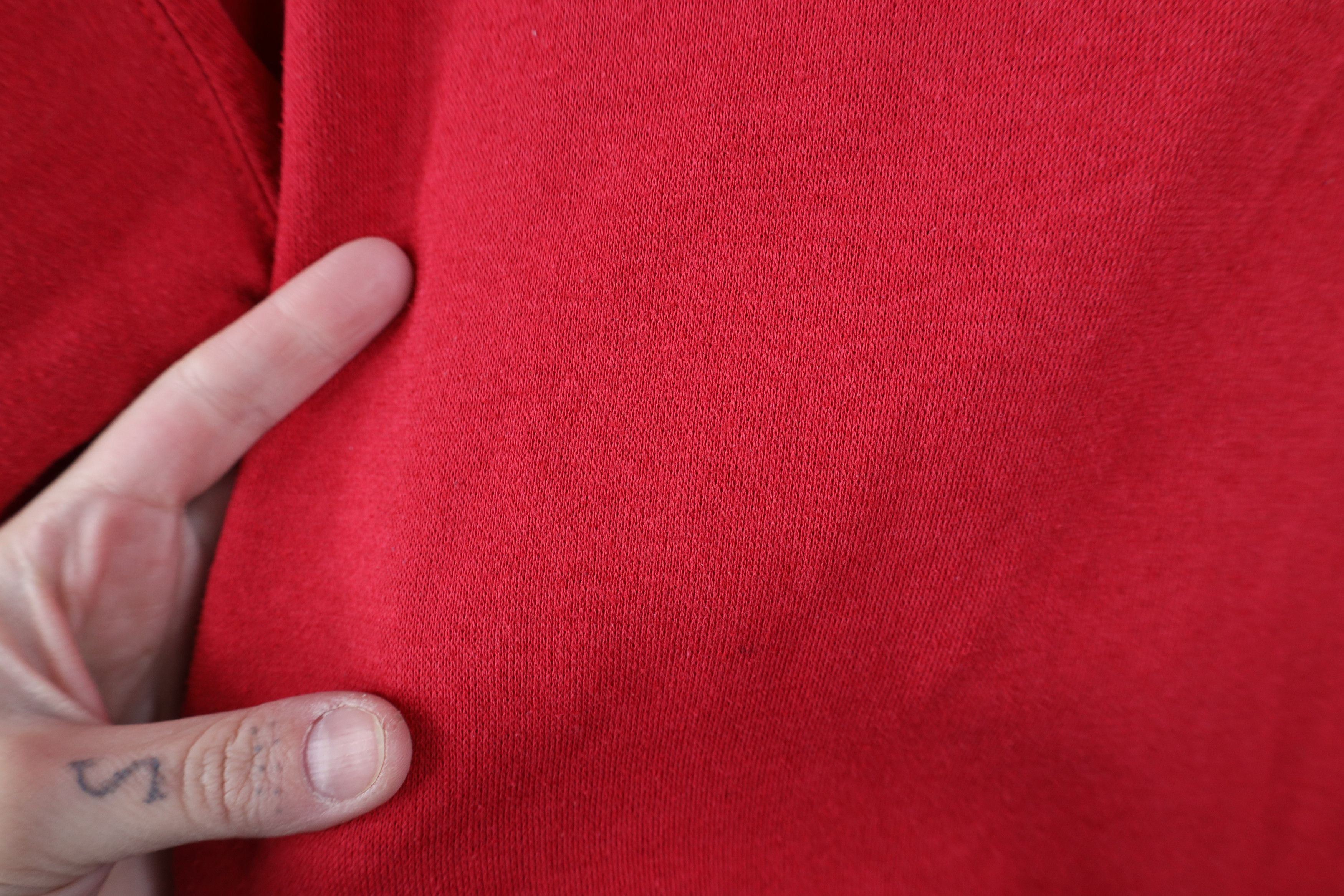 Vintage Vintage 90s Streetwear Faded Heavy Collared Sweatshirt Red Size US L / EU 52-54 / 3 - 12 Thumbnail