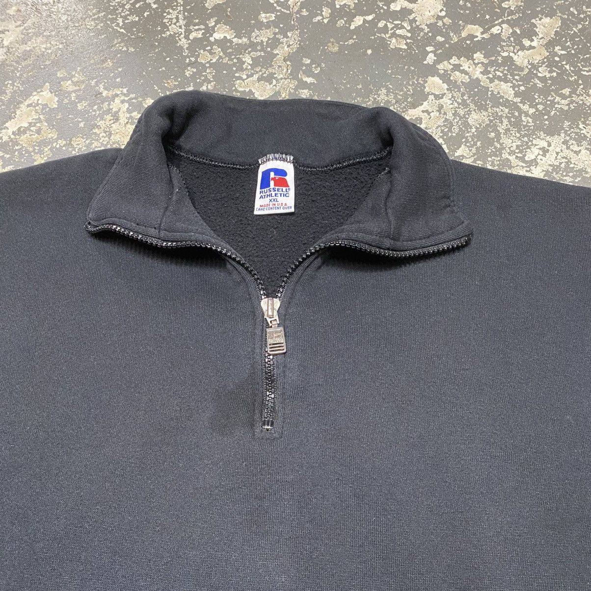 Russell Athletic × Vintage Vintage Russell Athletic Black Blank Boxy 1/4 zip Crewneck Size US XXL / EU 58 / 5 - 3 Thumbnail