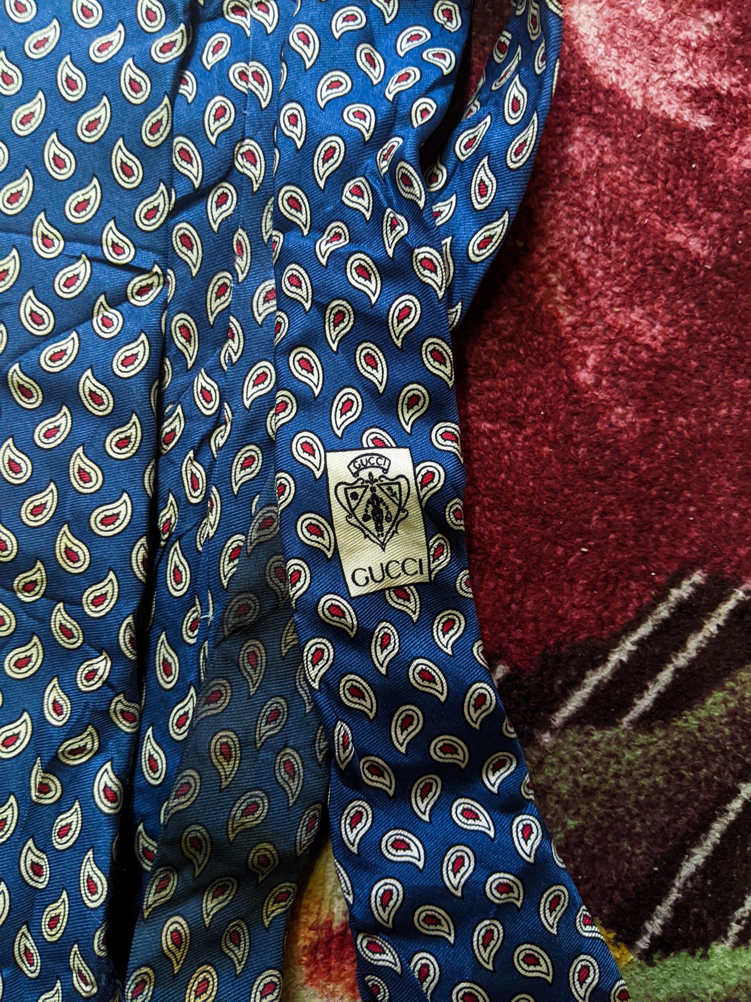 Gucci Vintage Gucci Blue Paisley Silk Tie Size ONE SIZE - 2 Thumbnail