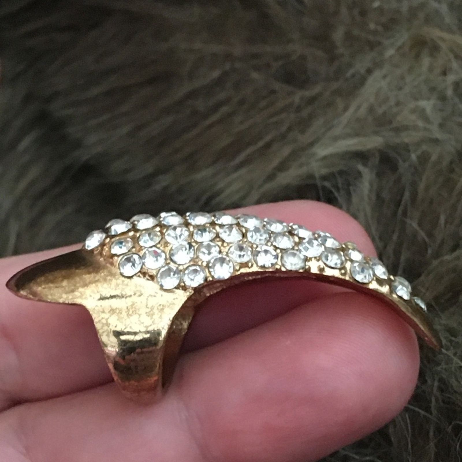 Jewelry Rhinestone covered gold tone claw fingertip ring Size ONE SIZE - 6 Thumbnail