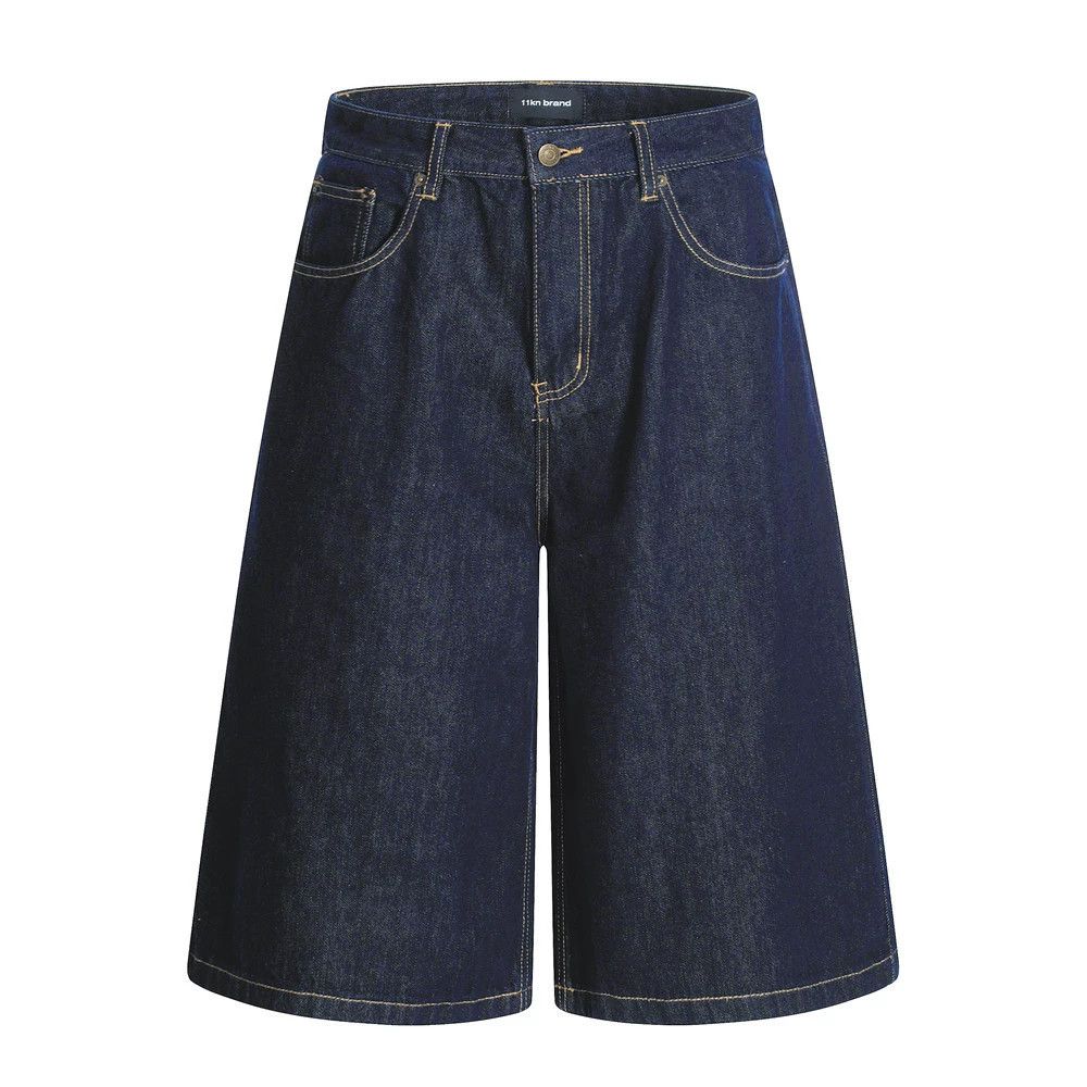 Jean Men's high street simple casual loose wide-leg denim shorts Size US 32 / EU 48 - 1 Thumbnail