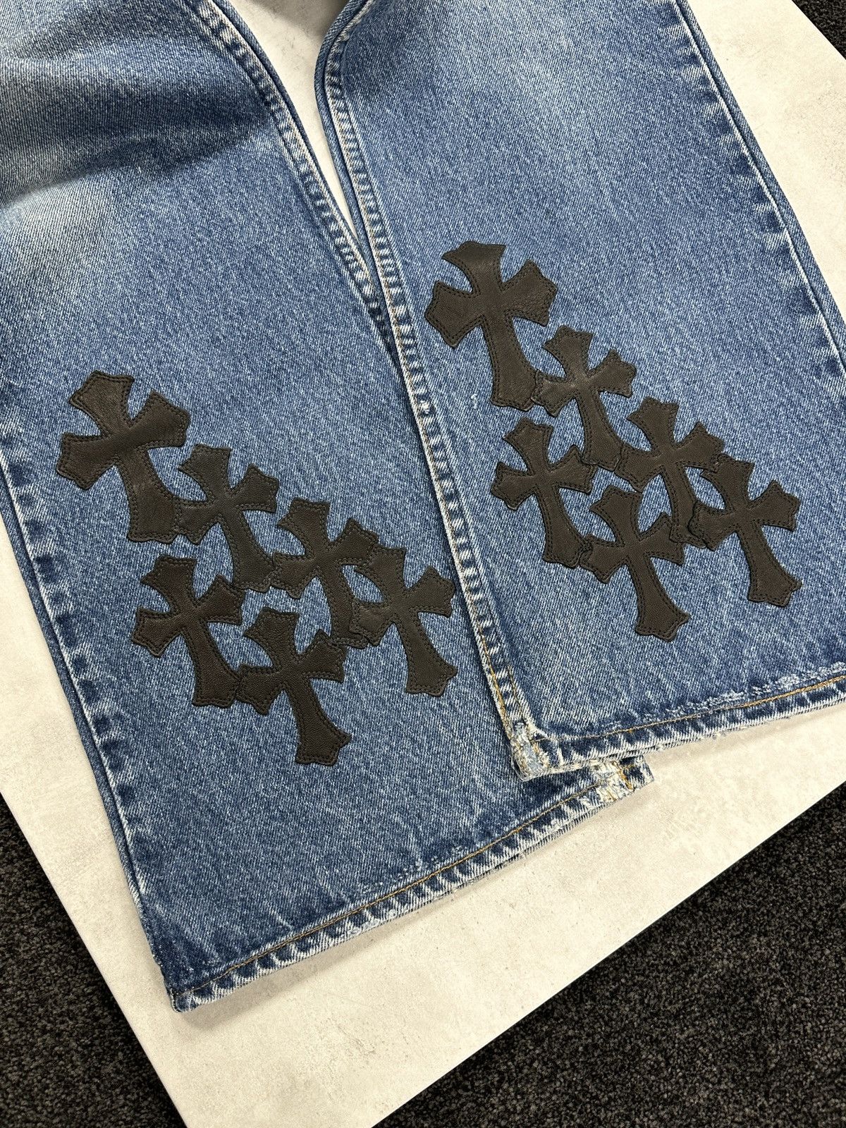 Chrome Hearts Levi's 517 Cross Patch Denim Jeans Grey W33