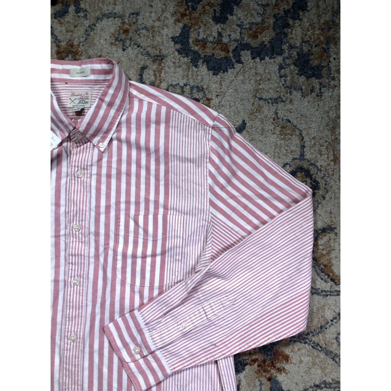 J.Crew J.Crew Mens Large Red Stripe Broken-In Oxford Shirt Long Sleeve Button-Down Button-Up Size US L / EU 52-54 / 3 - 4 Thumbnail