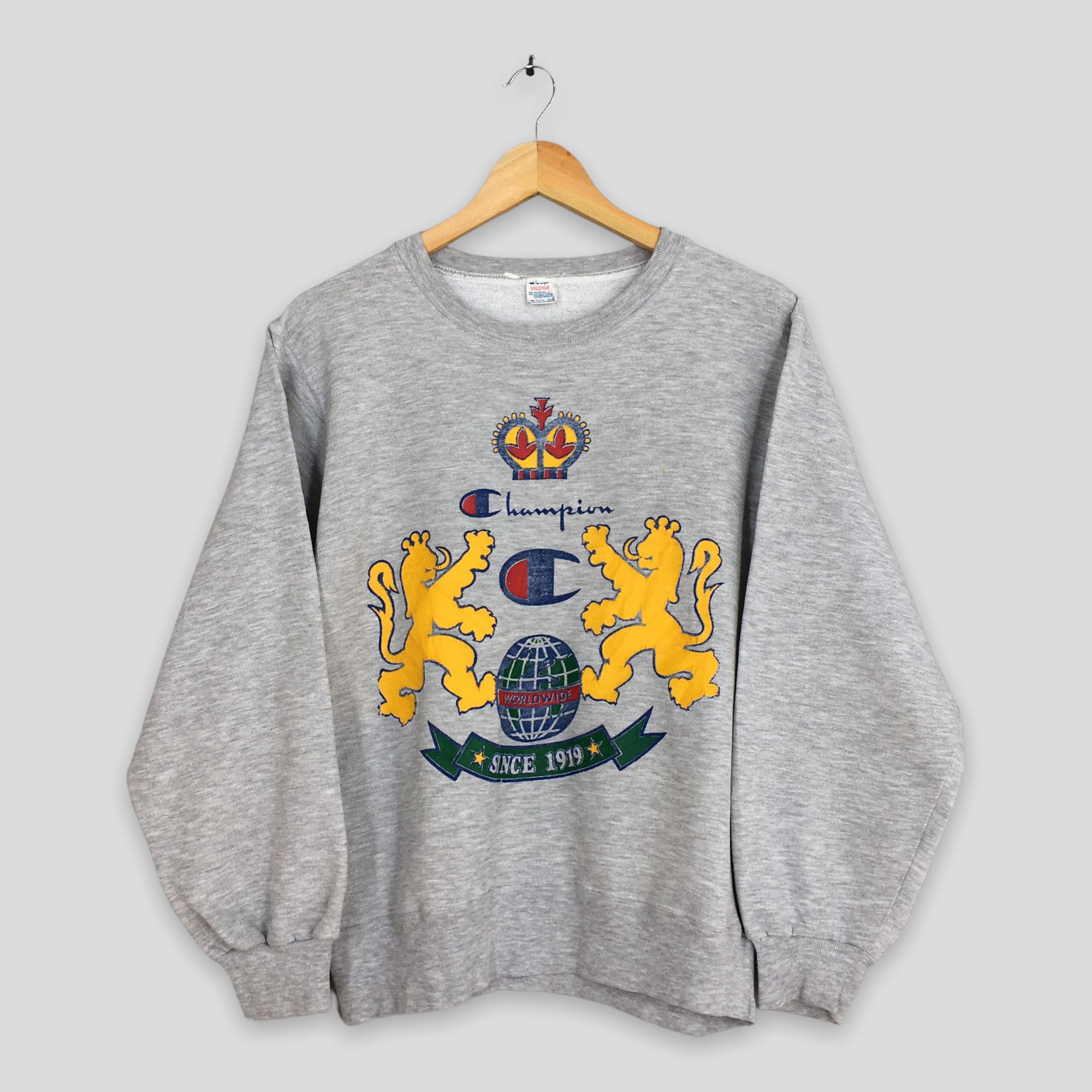 Champion × Vintage Vintage 80s Champion Usa Gray Sweatshirt Medium Size US M / EU 48-50 / 2 - 1 Thumbnail