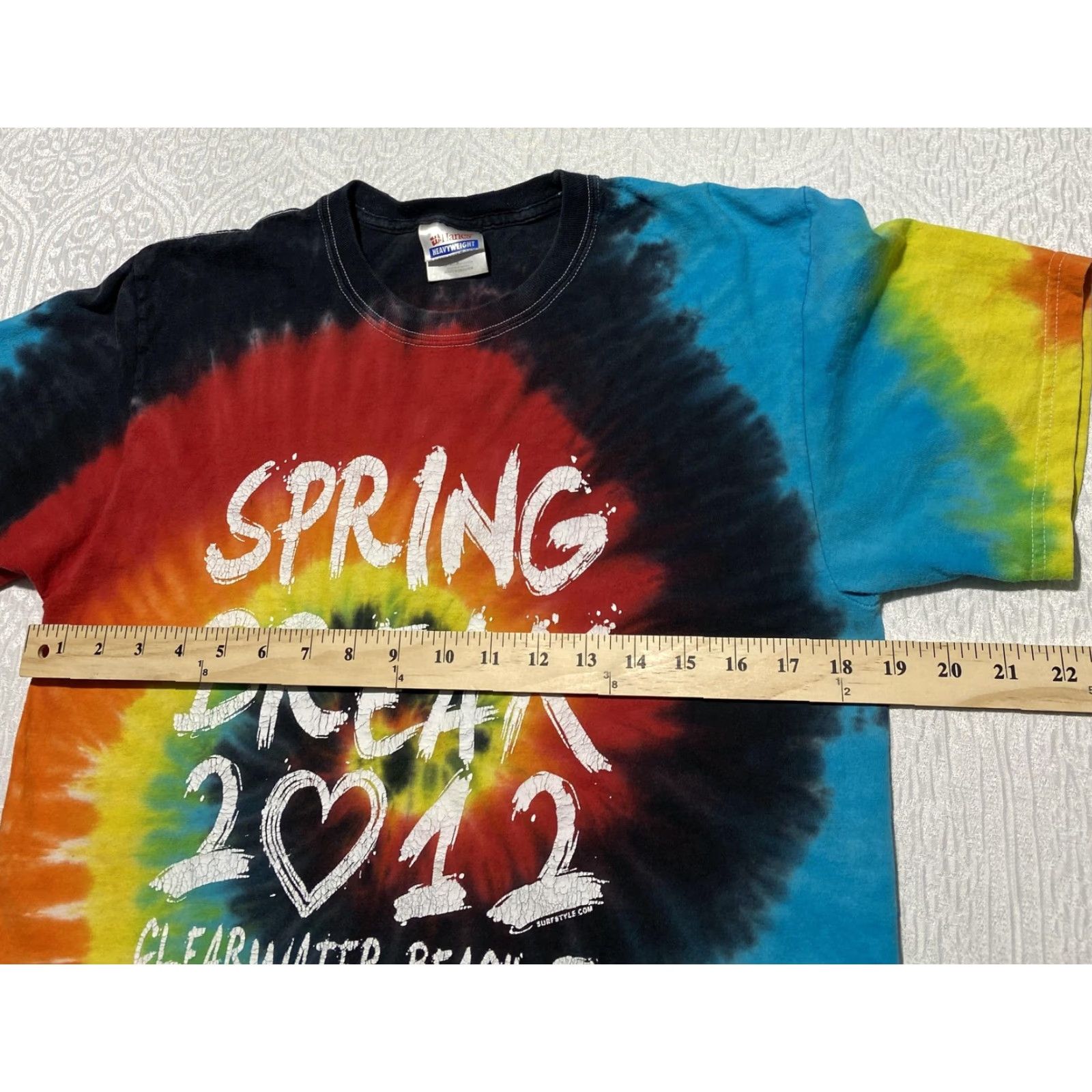 Hanes Hanes Spring Break Clearwater Beach Graphic T-Shirt Mens Small Crew Neck Short Sleeve Tie Dye 2012 Multicolor Tee Size US S / EU 44-46 / 1 - 4 Thumbnail