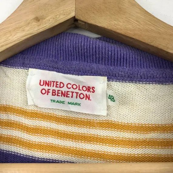 United Colors Of Benetton Vtg UNITED COLORS BENETTON Striped Henley Sweatshirt Sweater Size XL / US 12-14 / IT 48-50 - 4 Thumbnail