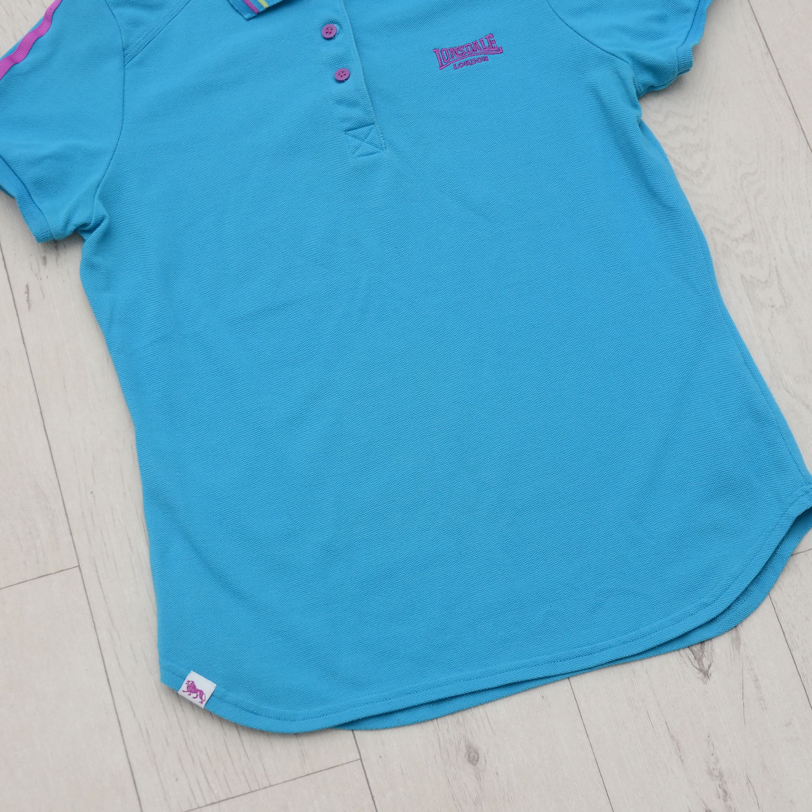 Lonsdale × Vintage Lonsdale London Women's Polo Shirt Blue Pink Trim M Casual Size M / US 6-8 / IT 42-44 - 4 Thumbnail