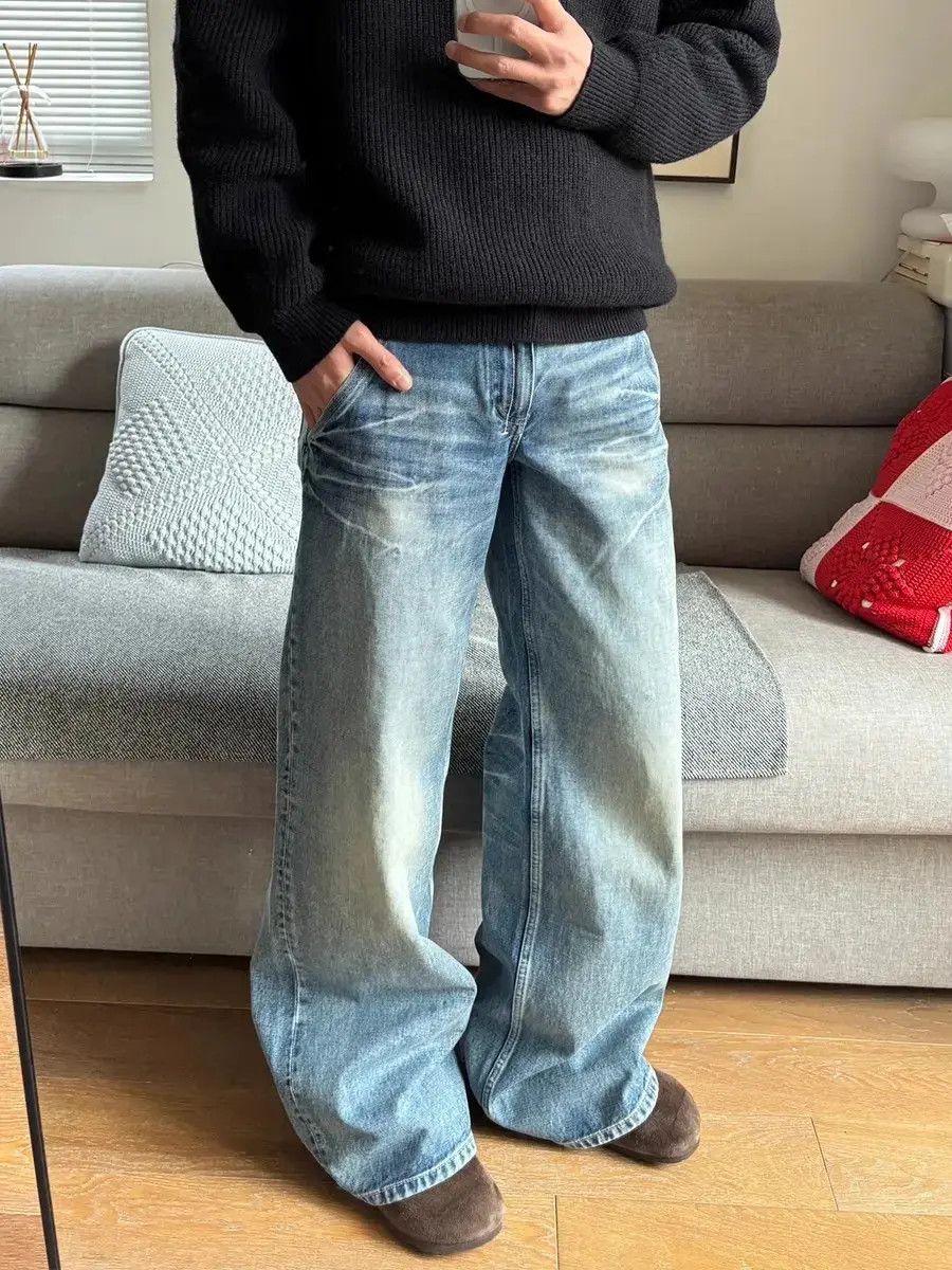Japanese Brand Loose straight leg lightning jeans Size US 30 / EU 46 - 3 Thumbnail