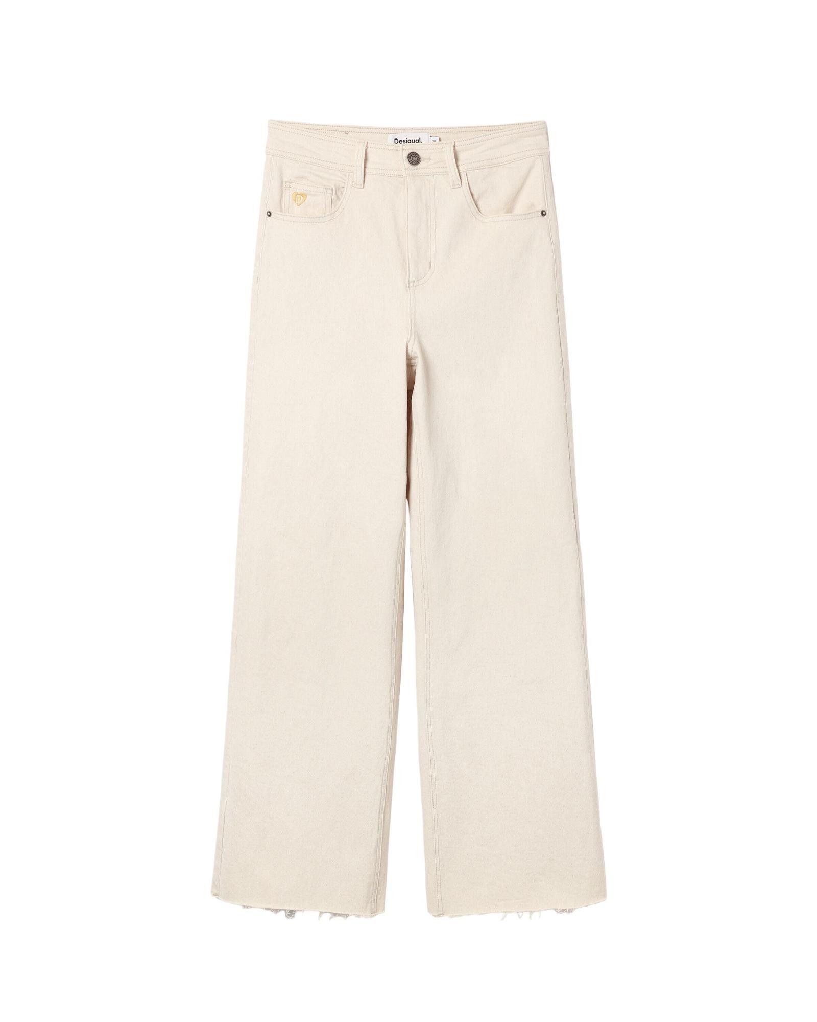 image of Desigual Cotton Blend Jeans With Zip And Button Fastening in Beige, Women's (Size 26)