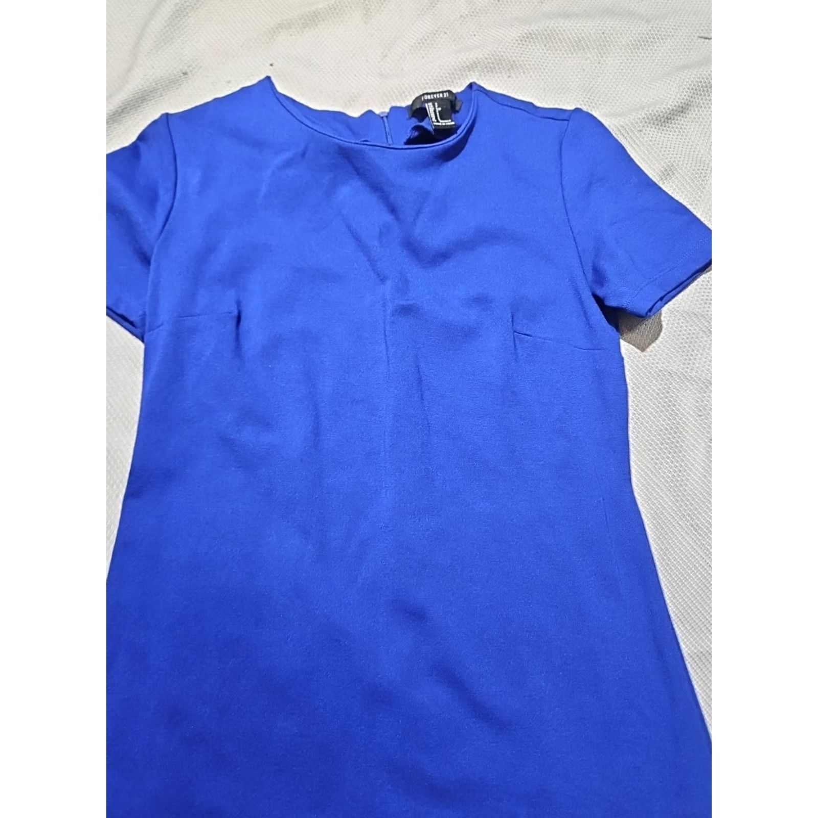 Forever 21 FOREVER 21 Dress Womens S Blue Zip Sheath Casual Career Preppy Minimalist Size S / US 4 / IT 40 - 2 Thumbnail