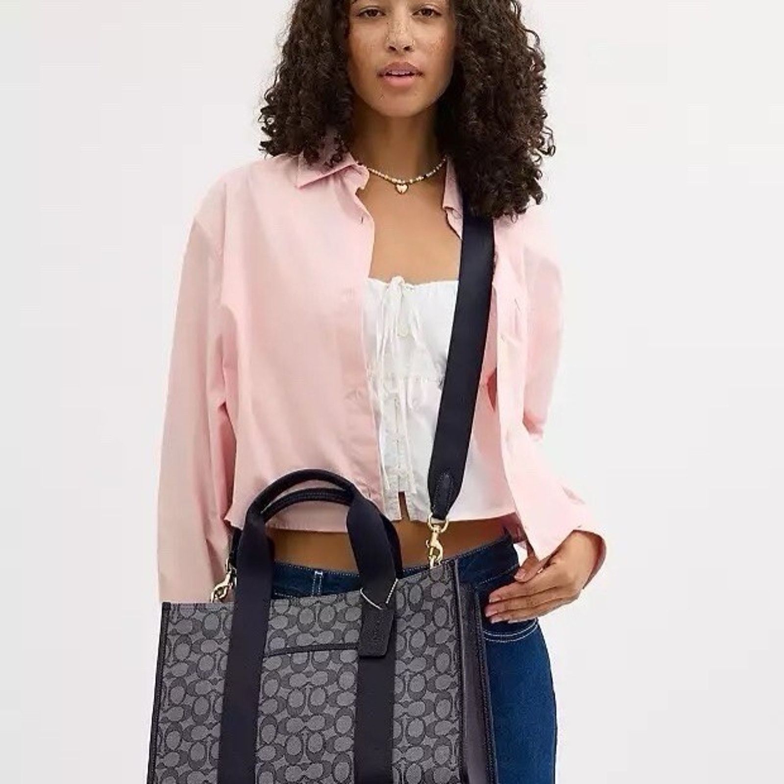 Coach NWT Coach Smith Tote Bag Signature Jacquard CY367 Navy Size ONE SIZE - 6 Thumbnail