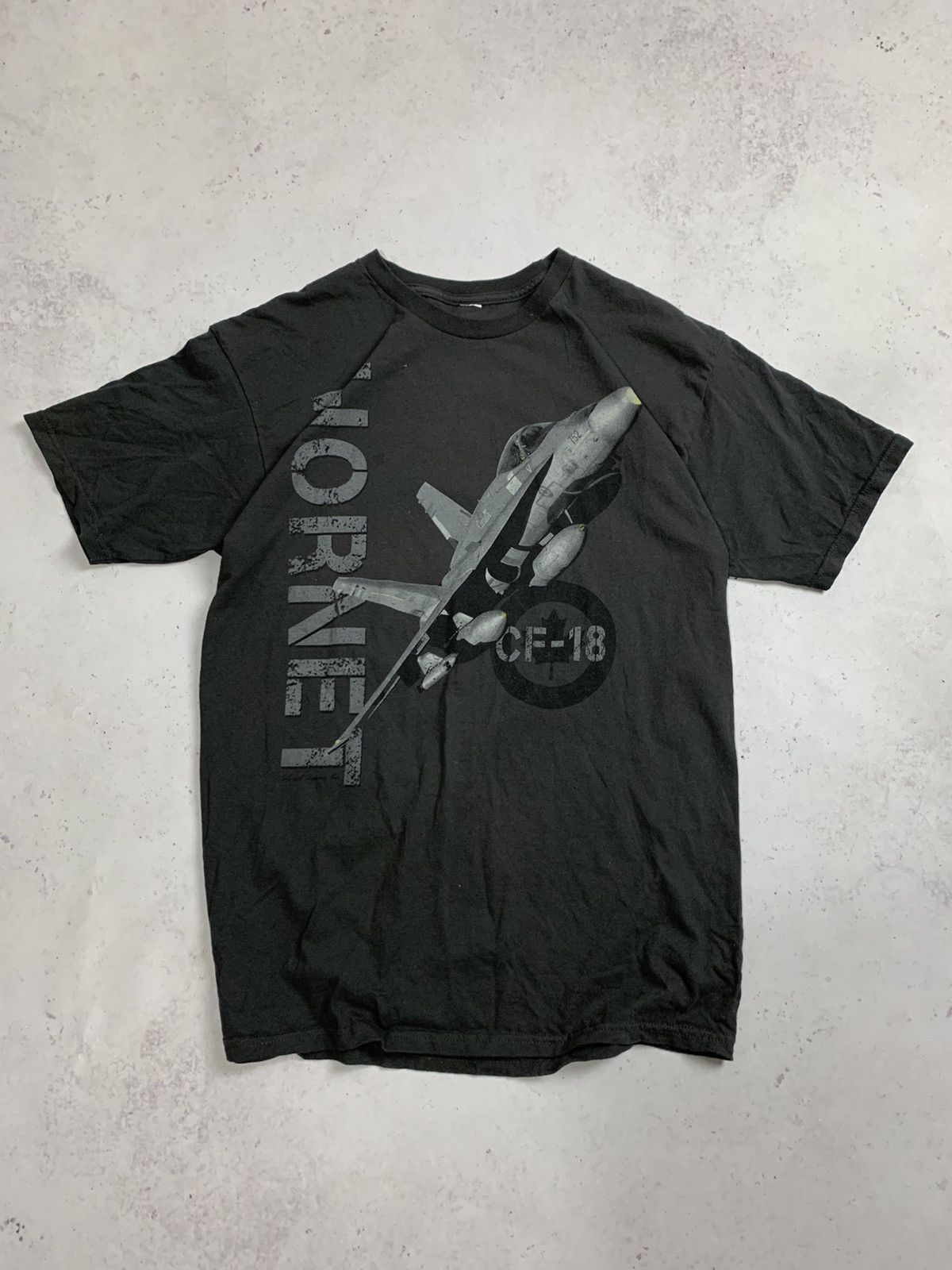 Vintage Hornet CF-18 USA MA-1 Plane Boxy T-shirt L Y2K