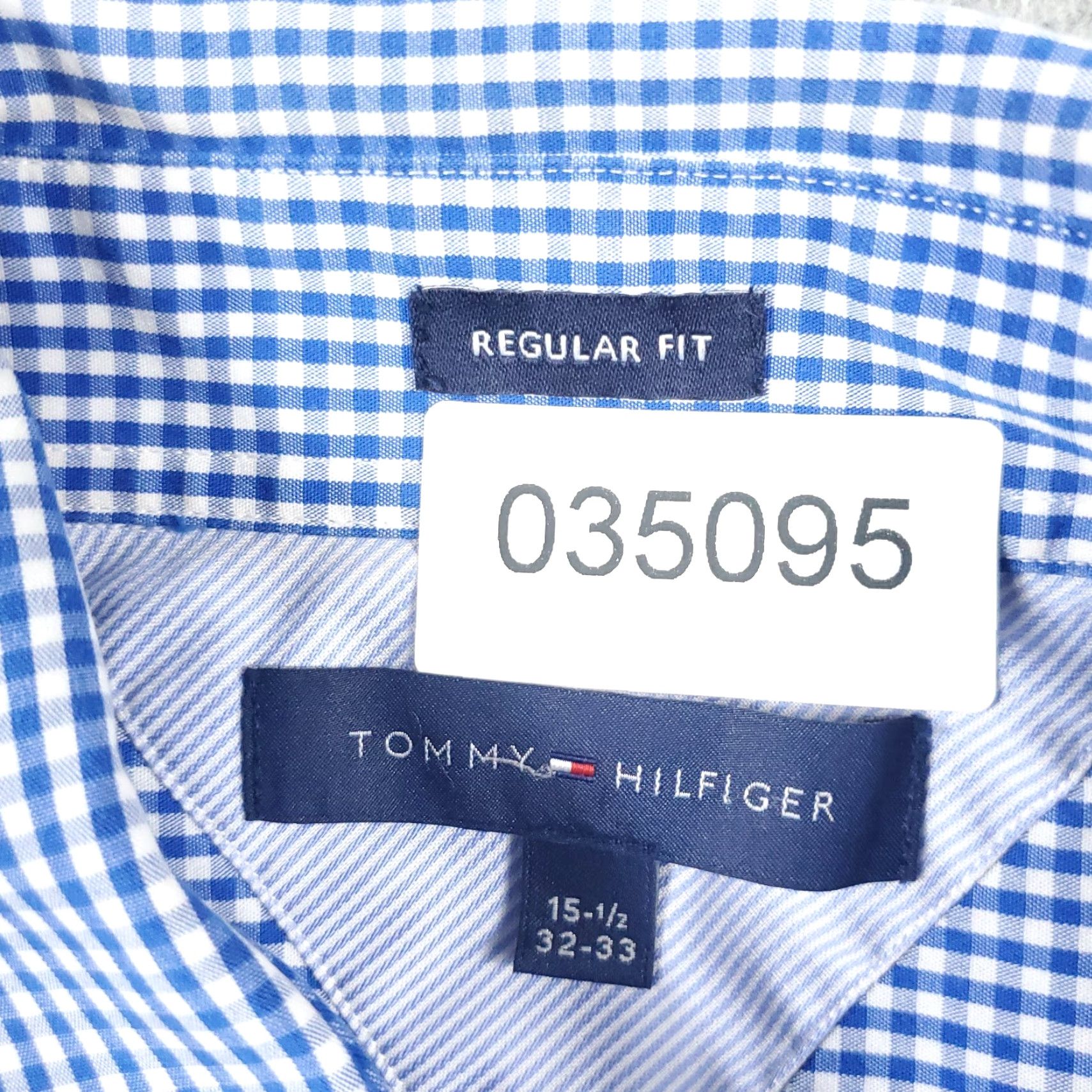 Tommy Hilfiger Tommy Hilfiger Dress Shirt Mens 15.5 Blue Check Long Sleeve Button Up Size 40R - 6 Thumbnail