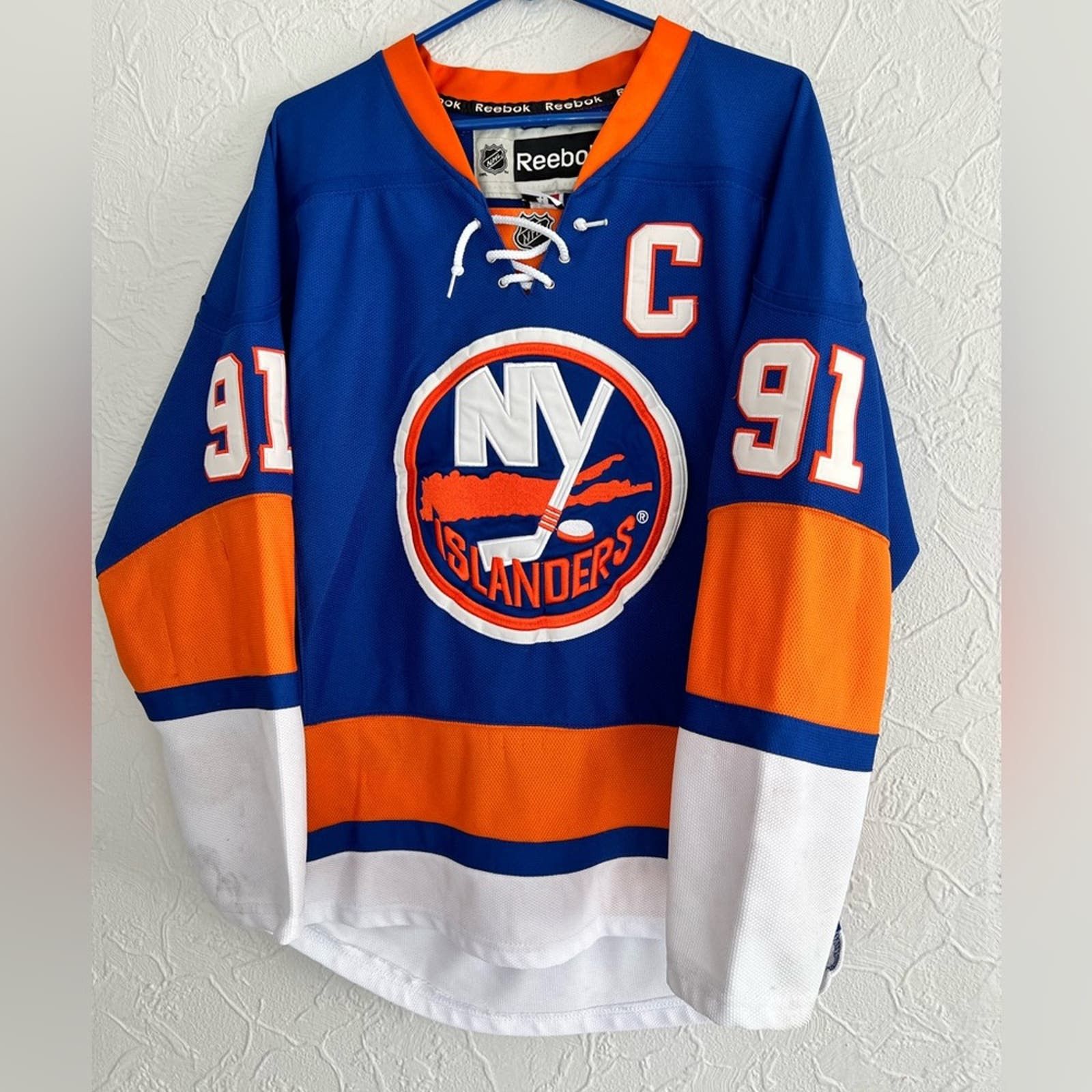 image of New York Islanders Authentic Reebok Sewn Tavares Jersey 48 in Blue, Men's (Size XL)