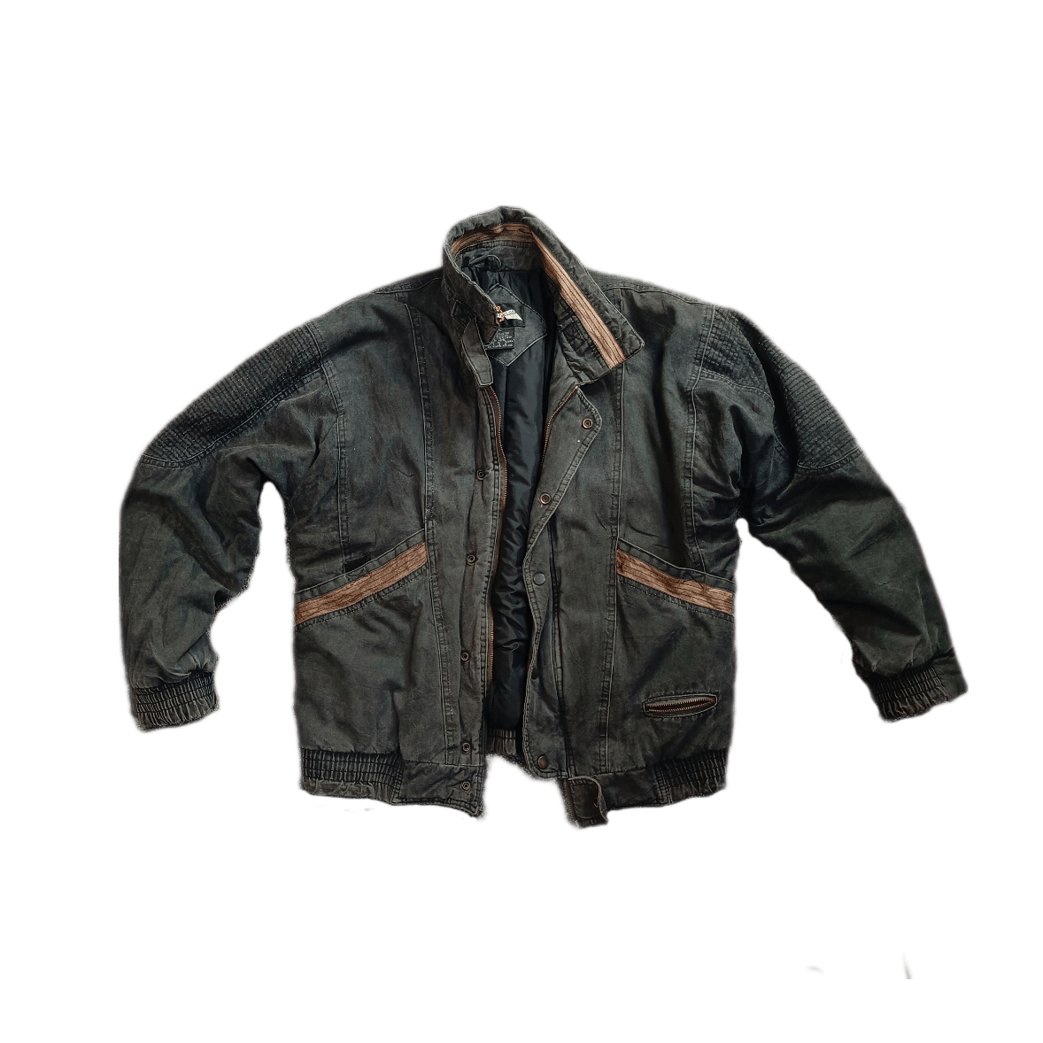 Vintage Destroyed Dirty Wash RAF Heavy Bomber Flight Jacket Rare Size US L / EU 52-54 / 3 - 1 Thumbnail