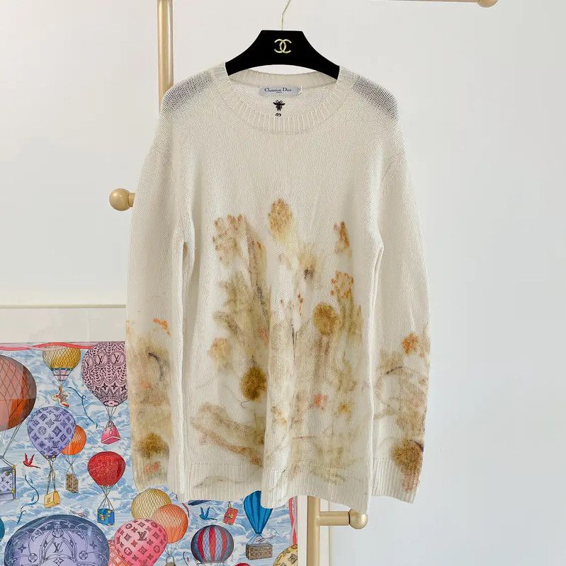 Dior Dior White Cashmere Long Sleeve Sweater 0089 Size S / US 4 / IT 40 - 1 Thumbnail