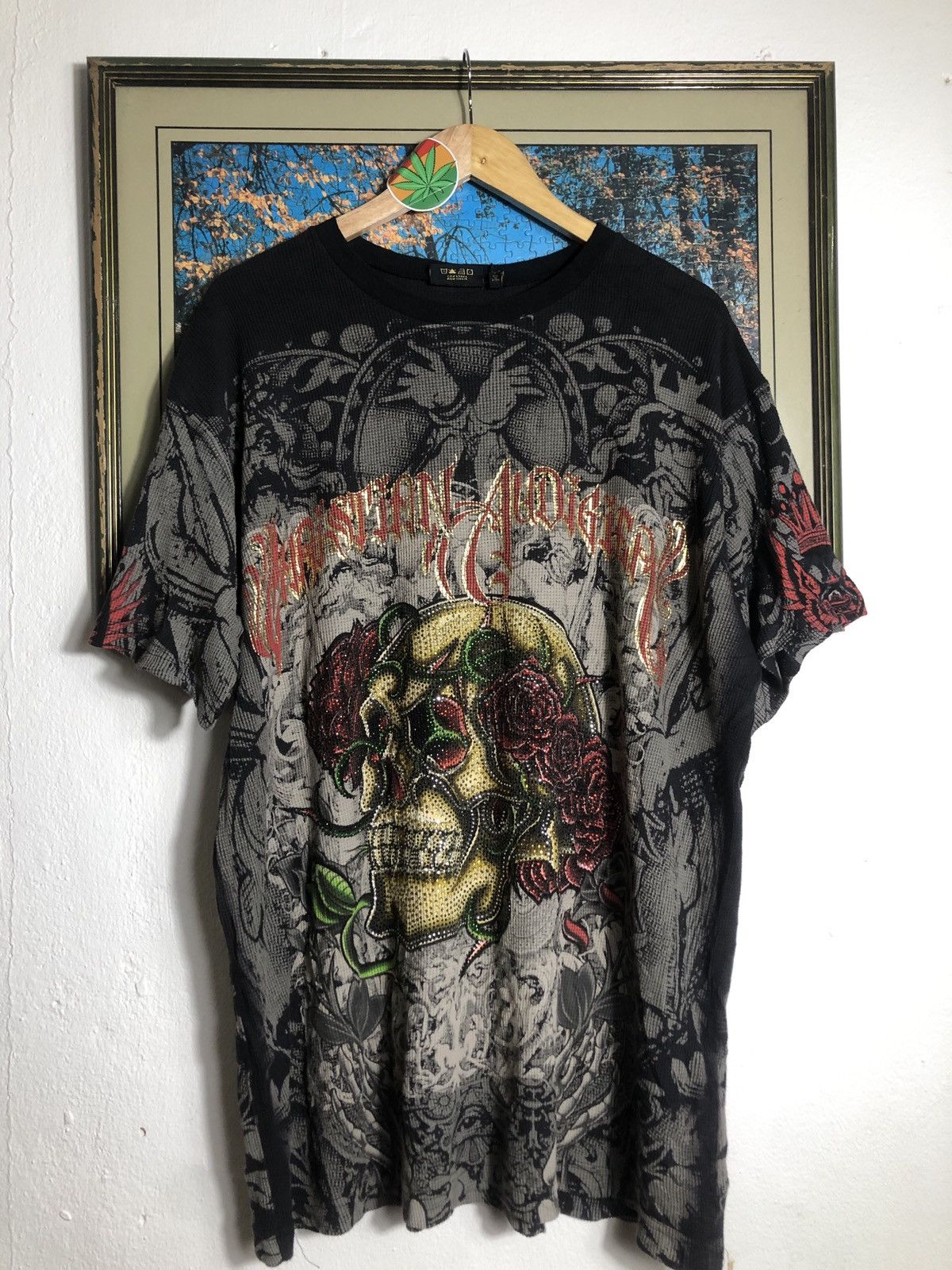 Christian Audigier × Ed Hardy Y2K Rare Christian Audigier Overprint Skull Tee Size US XL / EU 56 / 4 - 1 Thumbnail