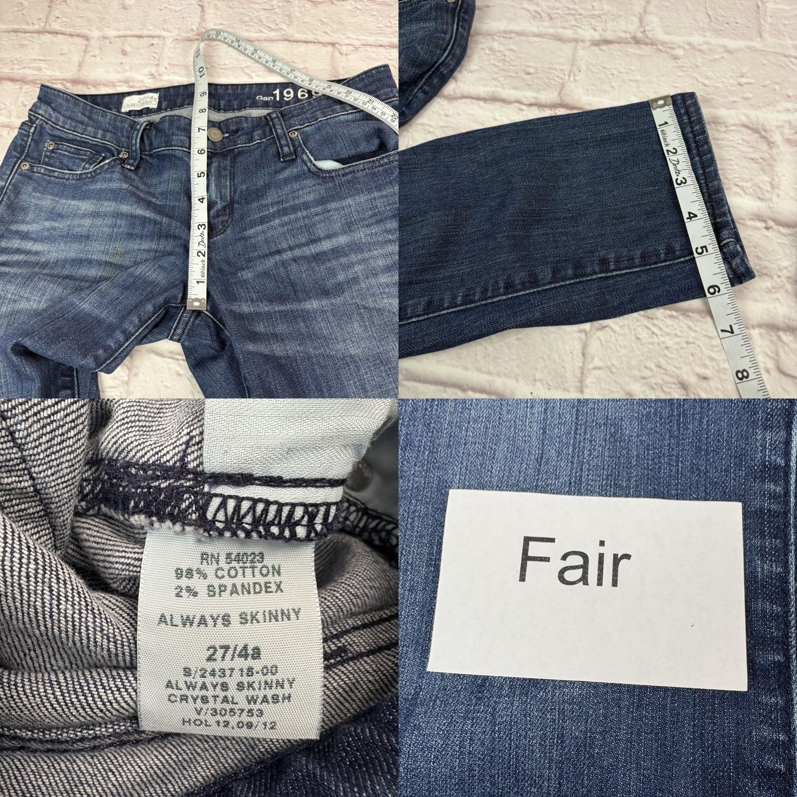 Gap Gap Jeans Womens 27/4a 1969 Always Skinny Low Rise Denim Blue 30x28 Slim 28in Inseam Stretch Pocket Zipper Button Logo 5-Pocket Shoes? Size 27" / US 4 / IT 40 - 9 Thumbnail