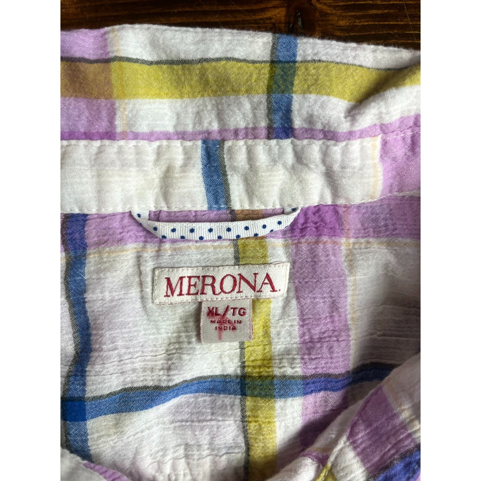 Merona Merona Shirt Womens XL White Pink Blue Yellow Plaid Button Up Size XL / US 12-14 / IT 48-50 - 5 Thumbnail