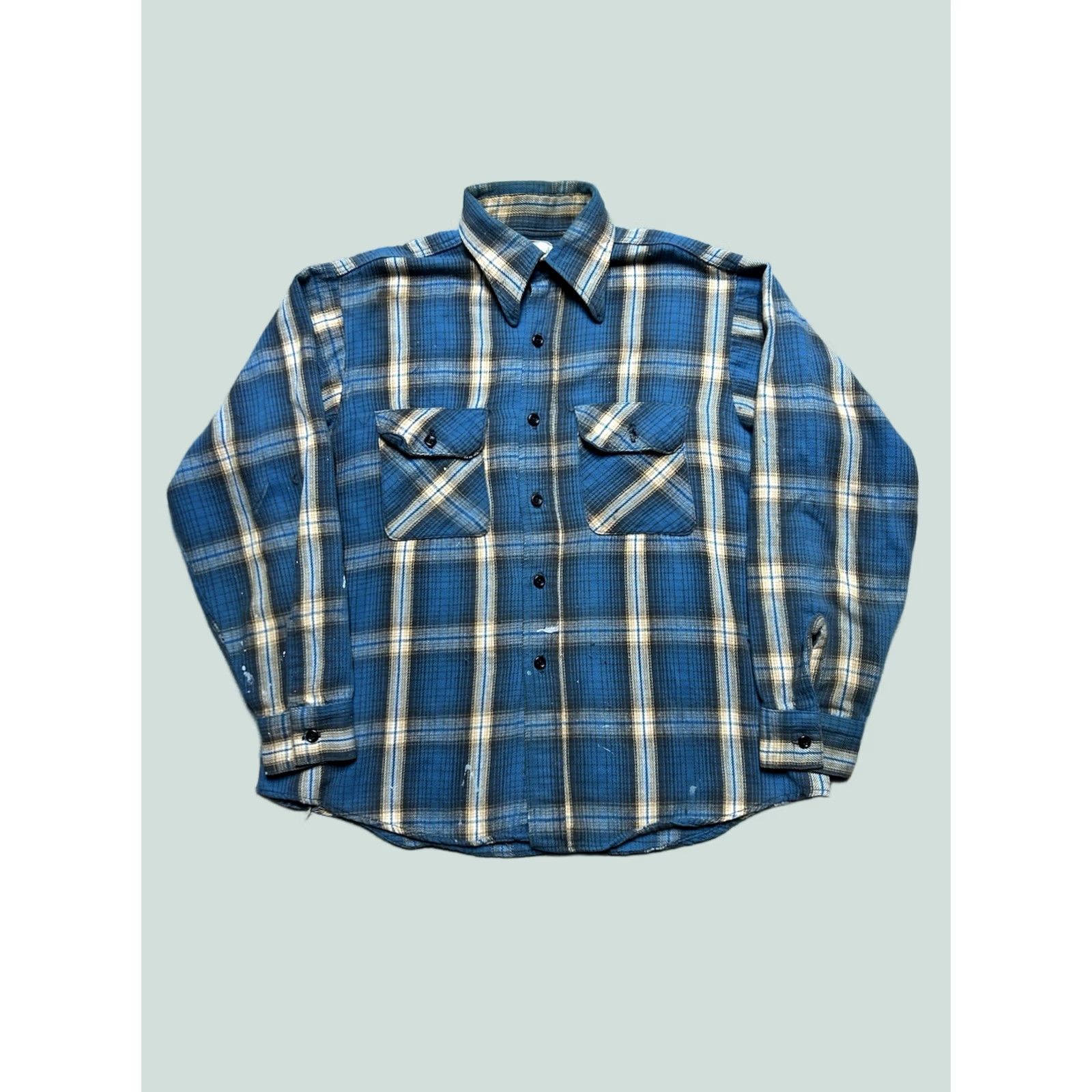 Vintage KIRKLAND SIGNATURE Dress Shirt Men 16 Regular Fit Long Sleeve Blue  Plaid Non-Iron Button Down | Grailed
