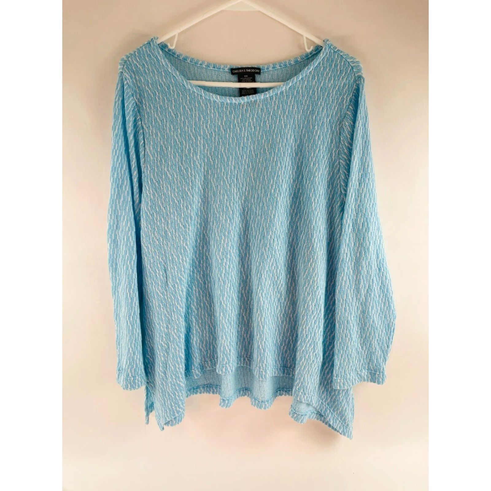 Vintage Chelsea & Theodore Sweater Women's 2XL Blue Knit Boatneck Long Slv Oversize Pullover Size XXL / US 16-18 / IT 52-54 - 2 Thumbnail