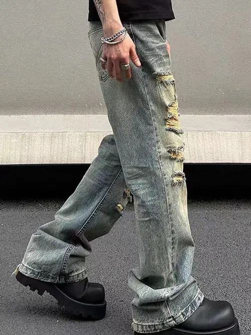 Jean Washed and ripped street hip-hop baggy jeans Size US 31 - 4 Thumbnail
