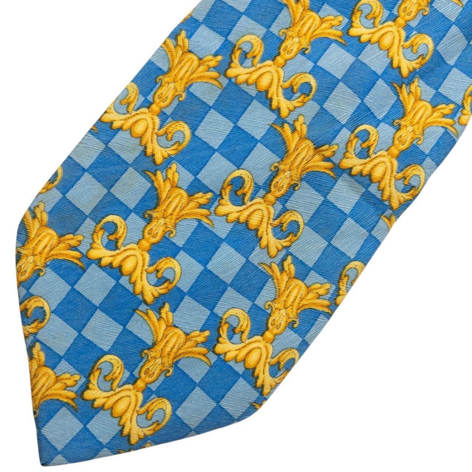 Versace Vintage Gianni Versace Checkered Baroque Silk Tie Size ONE SIZE - 5 Thumbnail