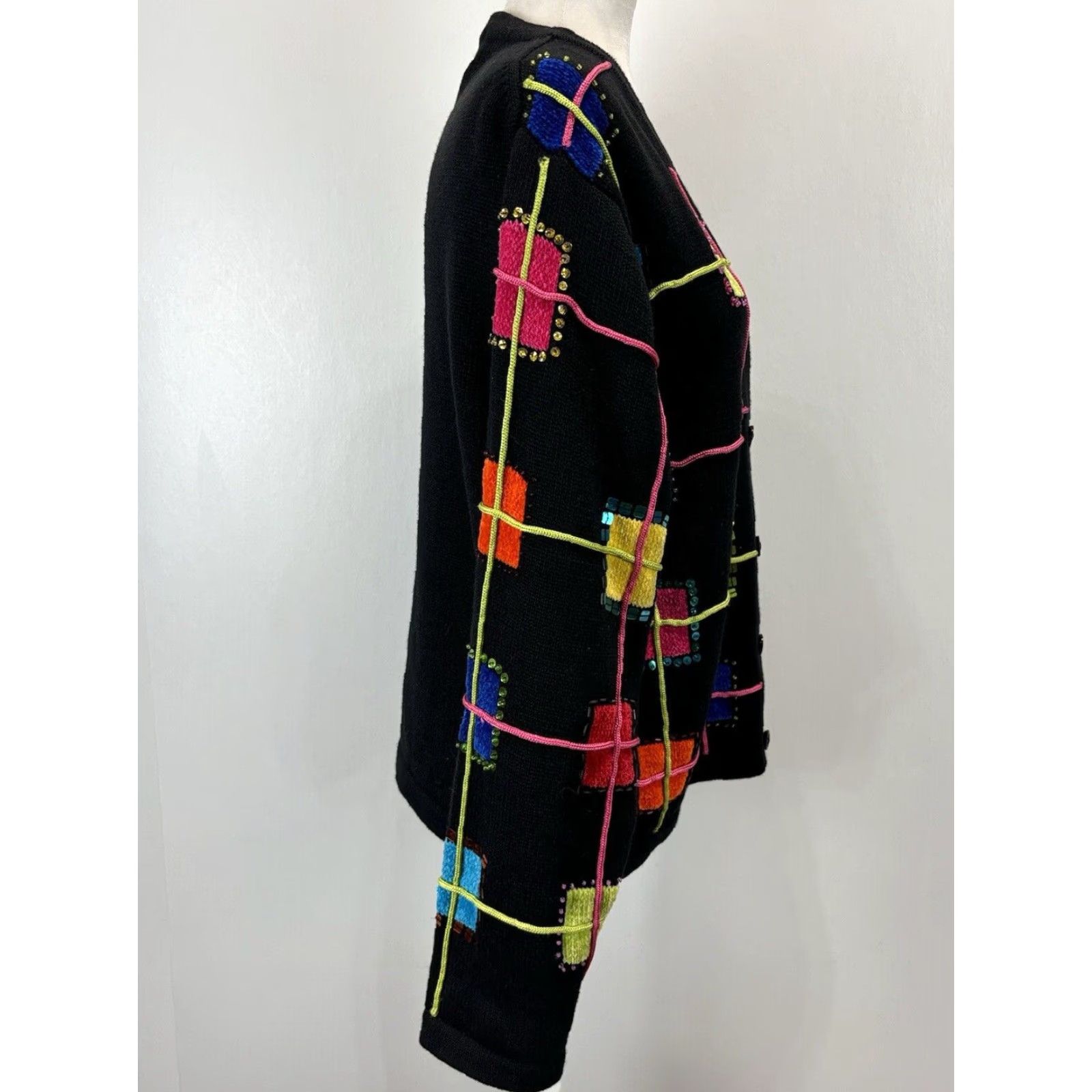 Vintage VINTAGE Patchington Black Beaded Cardigan Sweater XL Women’s Granny Core Size XL / US 12-14 / IT 48-50 - 4 Thumbnail