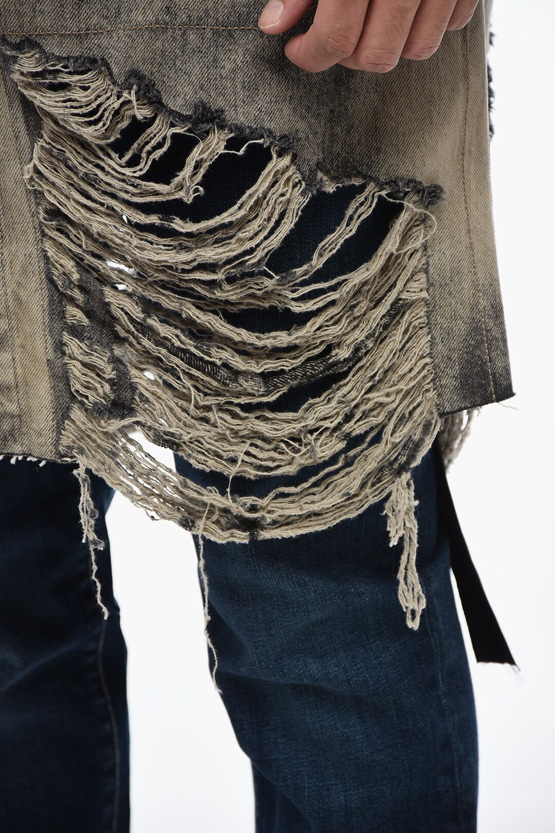 Rick Owens og1mm1025 Distressed Denim Overshirt in Grey Size US M / EU 48-50 / 2 - 3 Thumbnail