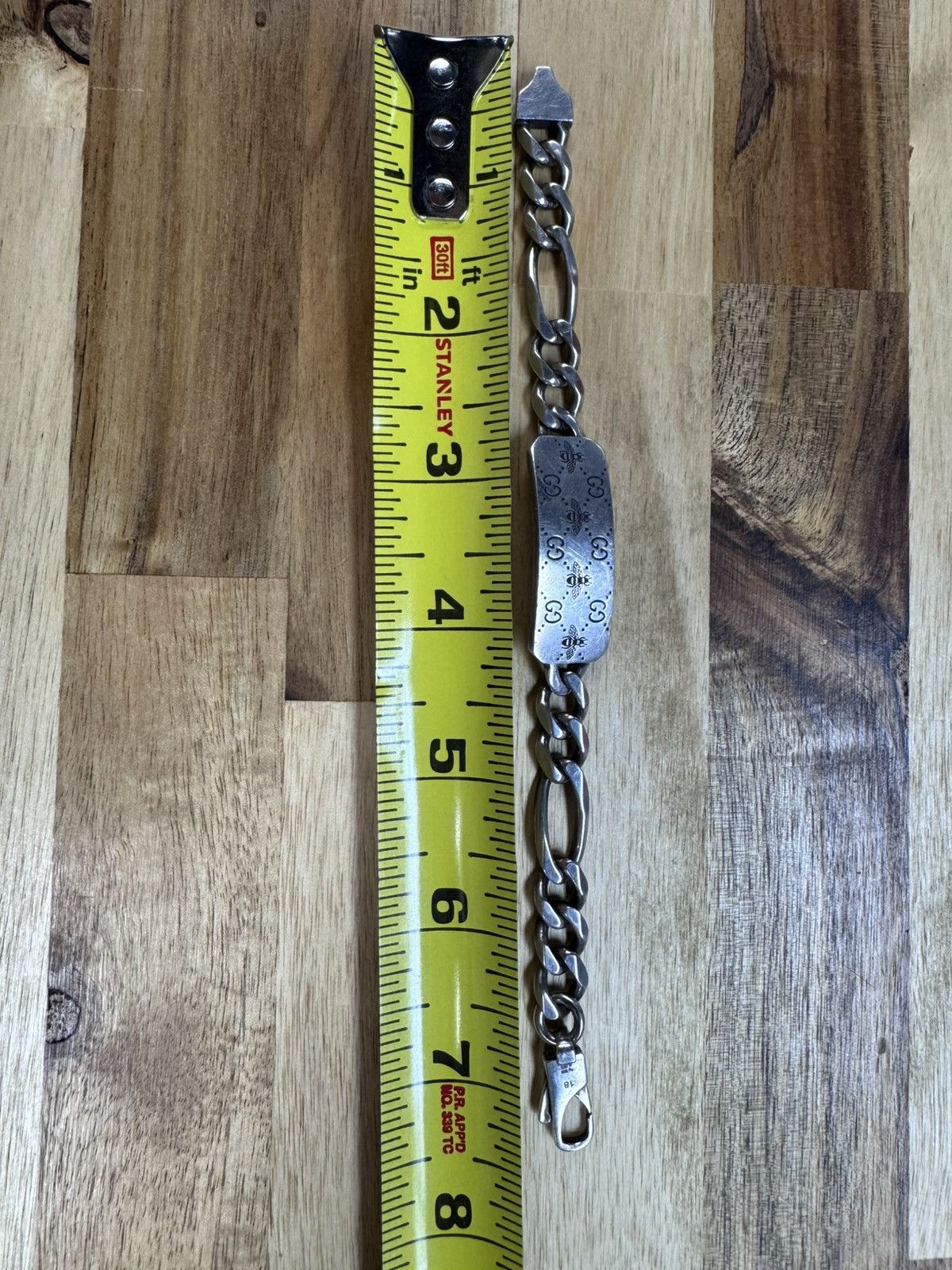 Gucci Gucci GG & Bee Engraved AG925 Silver ID Link Bracelet 7.5 in Size ONE SIZE - 5 Thumbnail