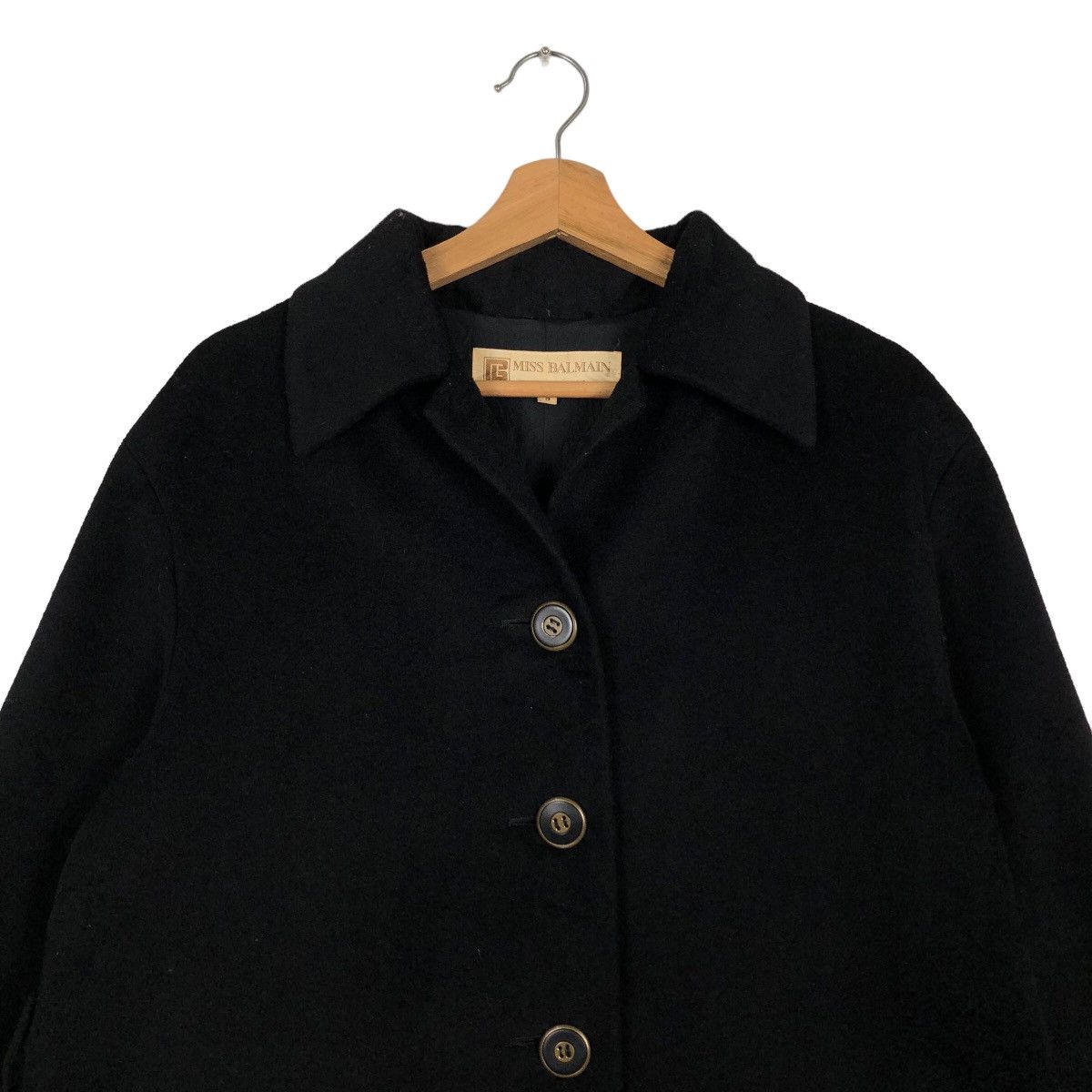 Balmain 🔥Rich Black - Fly Coats Wool Herringbone Miss Balmain Paris Size M / US 6-8 / IT 42-44 - 3 Thumbnail