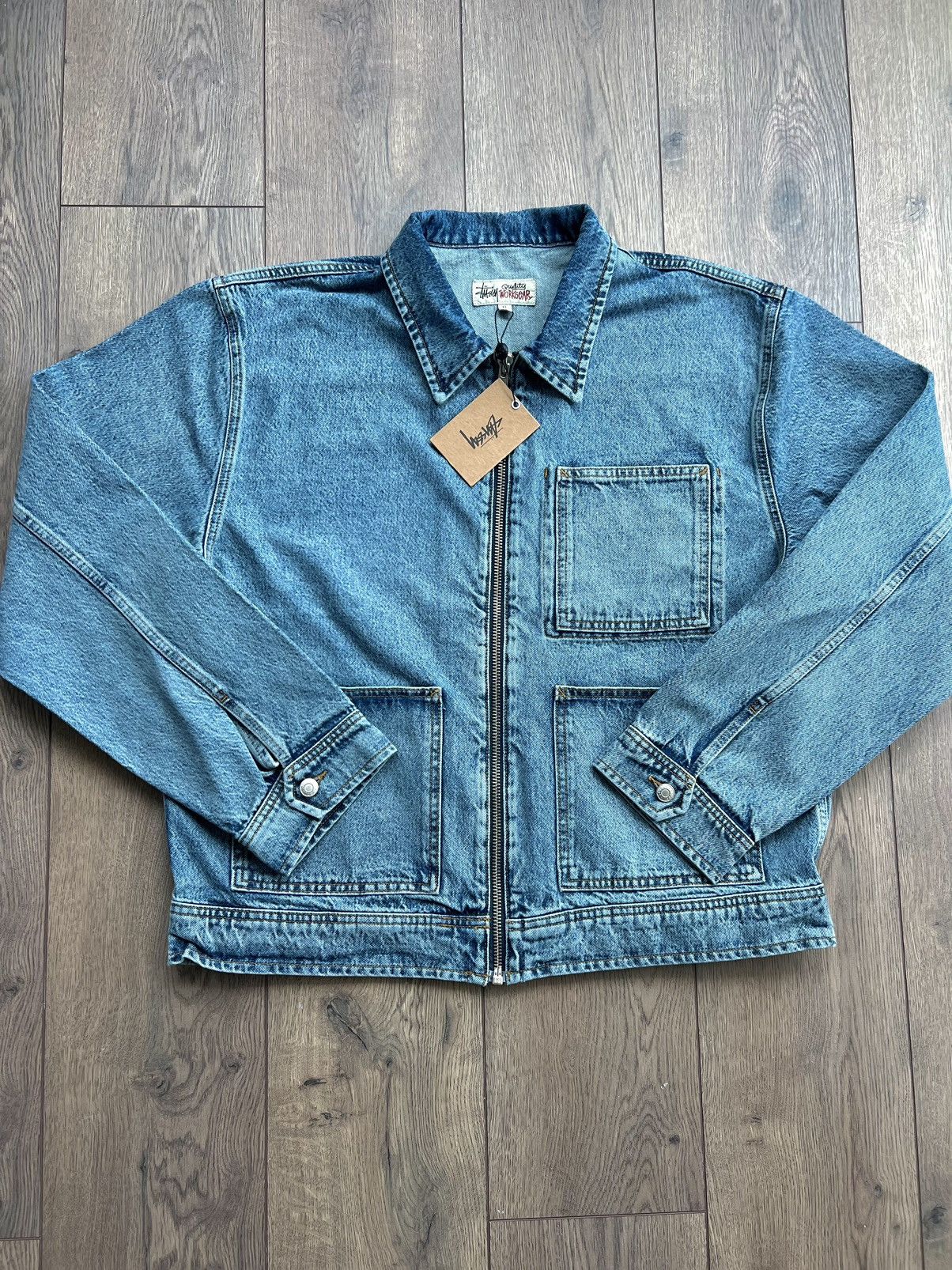 Stussy Stussy FW24 Denim Zip Up Work Jacket “Washed Blue” XL Size US XL / EU 56 / 4 - 11 Thumbnail